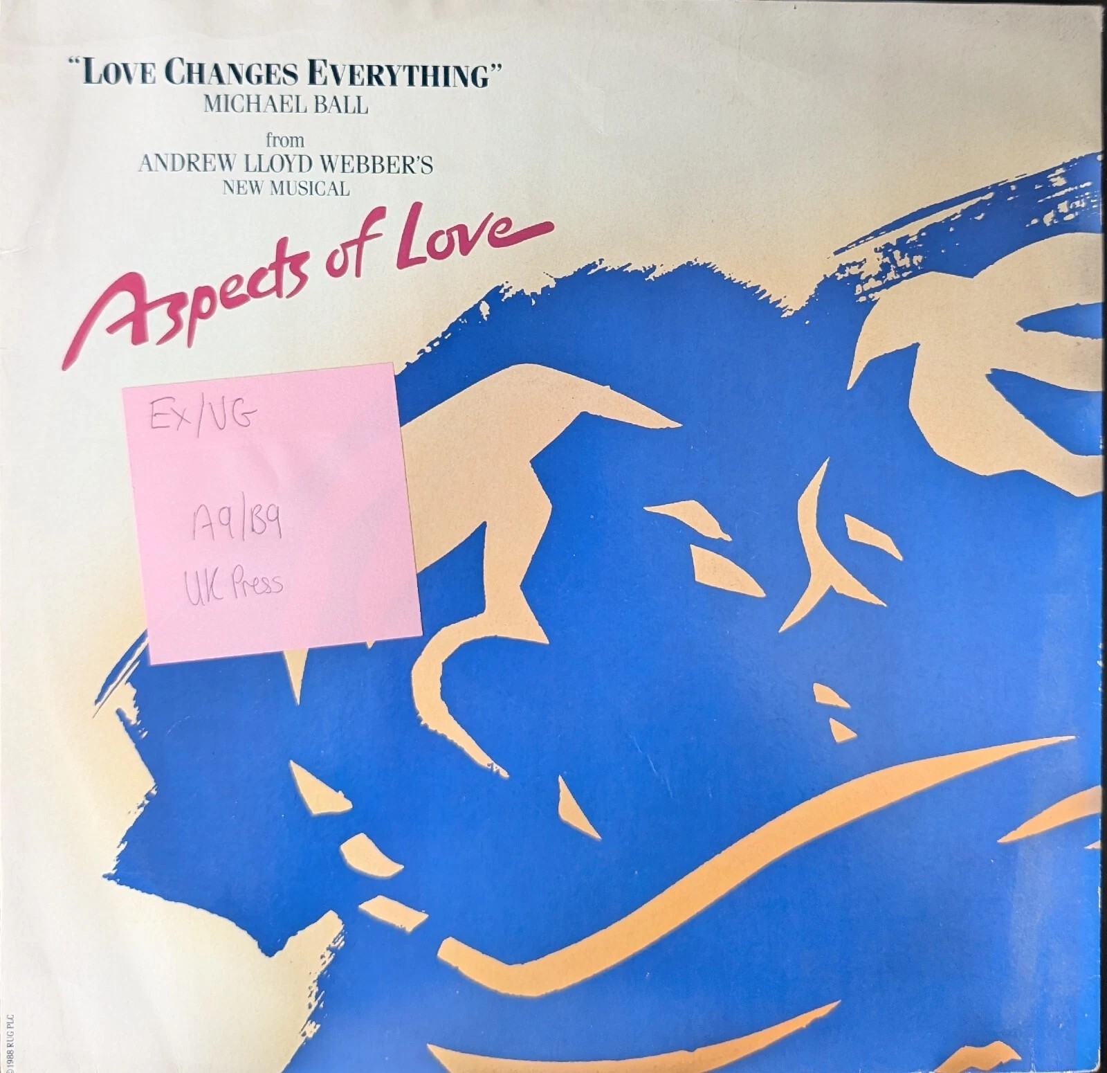 Michael Ball Love Changes Everything Vinyl Record 12" EX/VG RURX3 1989 sleeve Michael Ball Love Changes Everything Vinyl Record 12" EX/VG RURX3 1989 sleeve