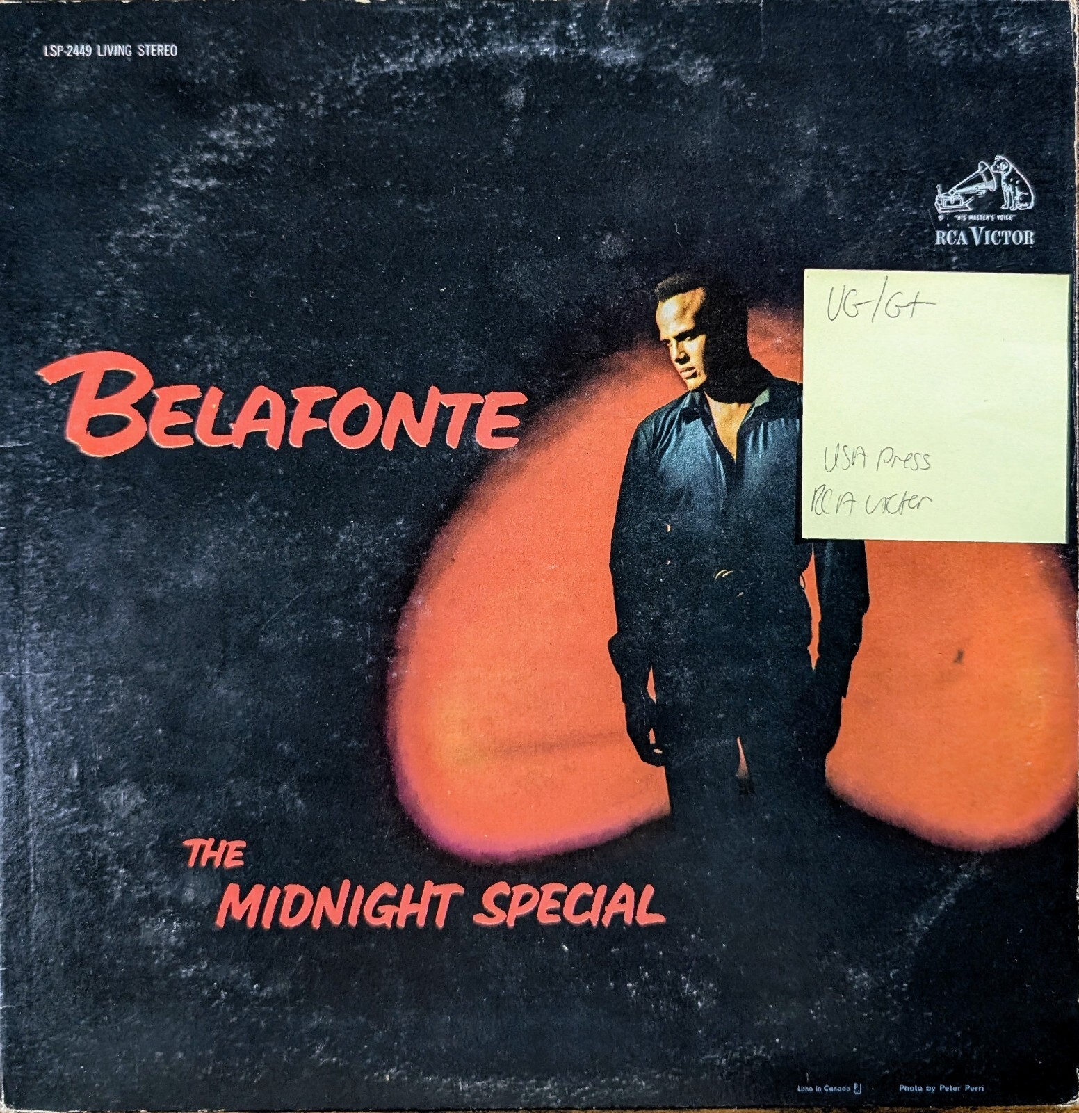 Harry Belafonte The Midnight Special Vinyl Record LP VG/G+ LSP2449 1962 sleeve Harry Belafonte The Midnight Special Vinyl Record LP VG/G+ LSP2449 1962 sleeve