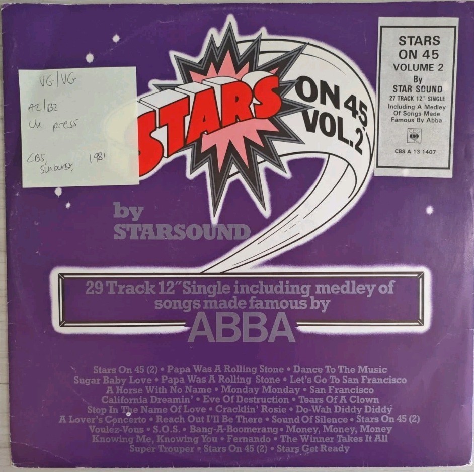 Starsound Stars On 45 Vol.2 Vinyl Record 12" VG/VG A131407 1981 sleeve Starsound Stars On 45 Vol.2 Vinyl Record 12" VG/VG A131407 1981 sleeve