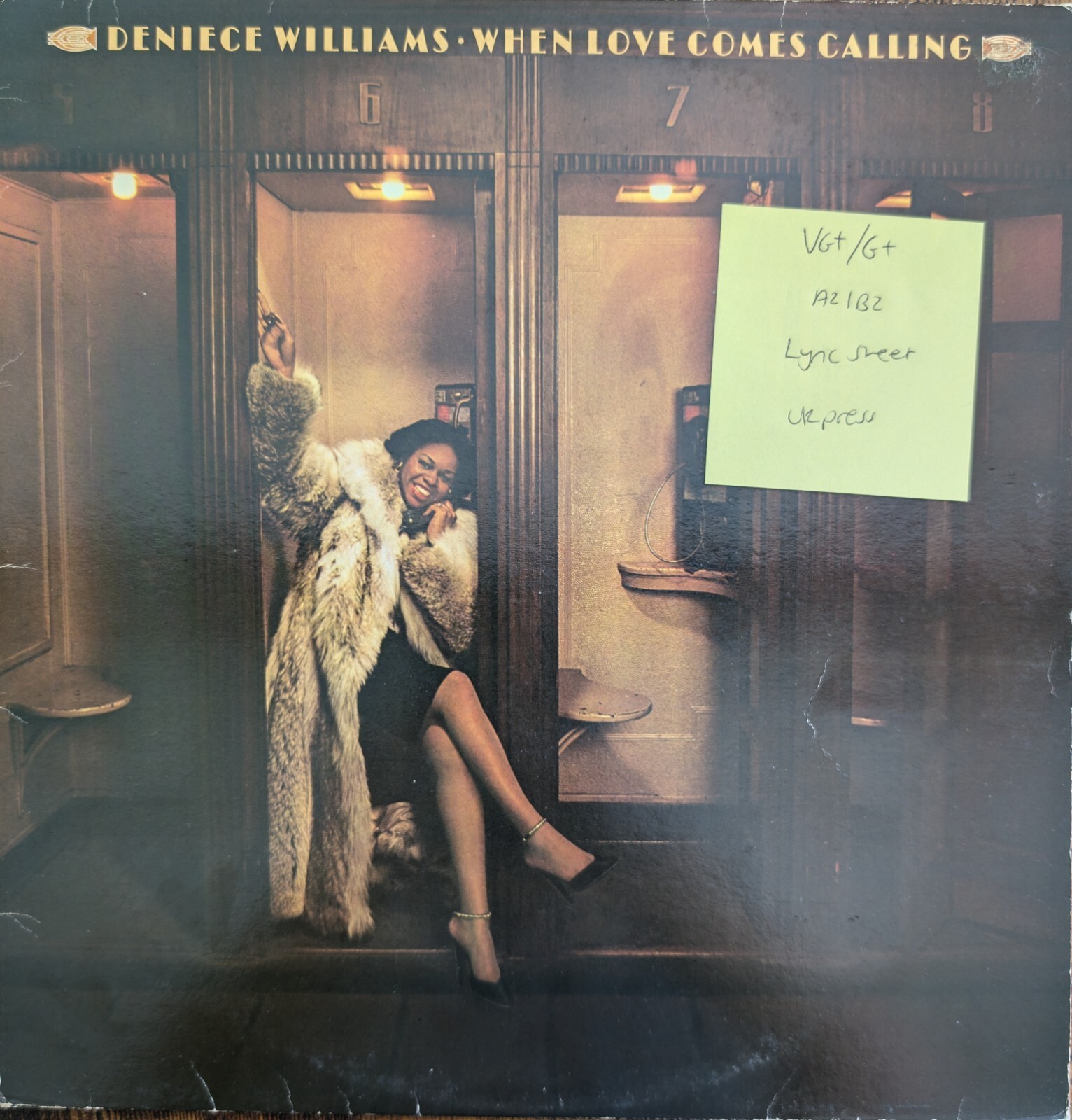 Deniece Williams When Love Comes Calling Vinyl Record LP VG+/G+ CBS83202 1977 sleeve Deniece Williams When Love Comes Calling Vinyl Record LP VG+/G+ CBS83202 1977 sleeve