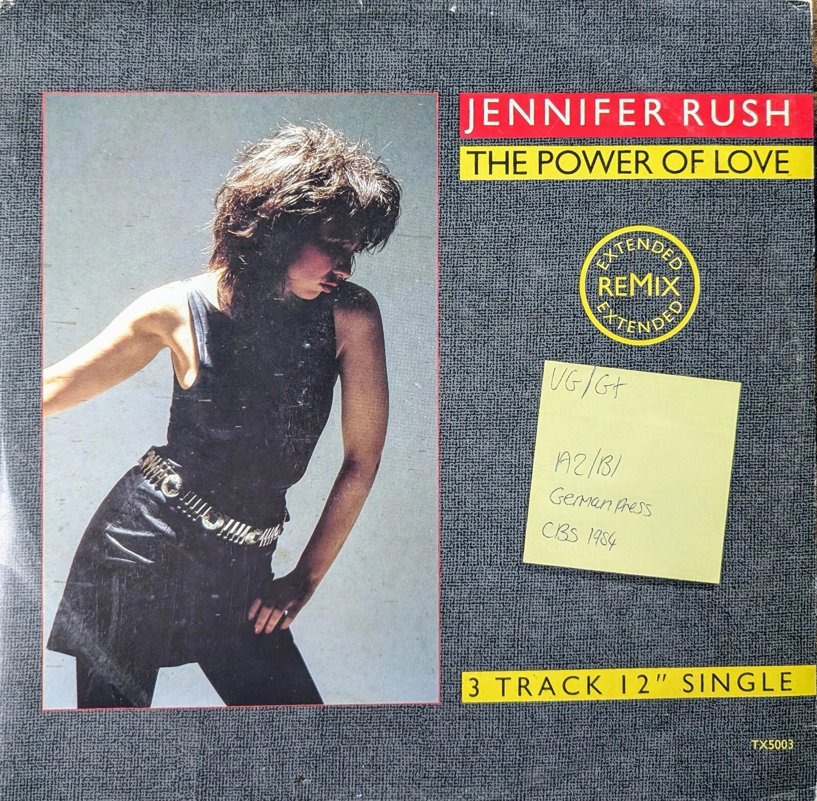 Jennifer Rush The Power Of Love Vinyl Record 12" VG/G+ TX5003 1985 sleeve Jennifer Rush The Power Of Love Vinyl Record 12" VG/G+ TX5003 1985 sleeve