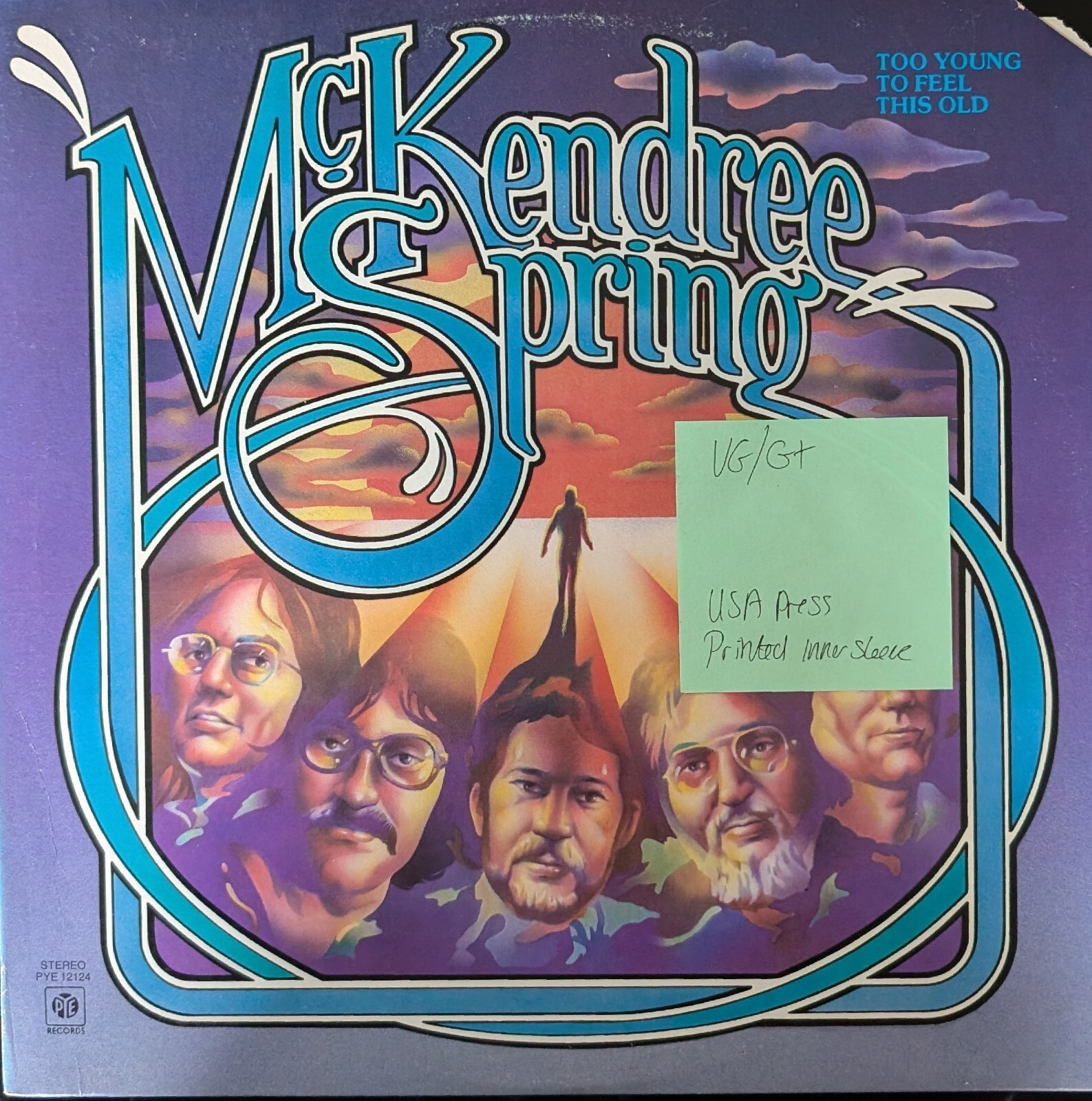 McKendree Spring Too Young To Feel This Old Vinyl Record LP VG/G+ PYE12124 1976 sleeve McKendree Spring Too Young To Feel This Old Vinyl Record LP VG/G+ PYE12124 1976 sleeve