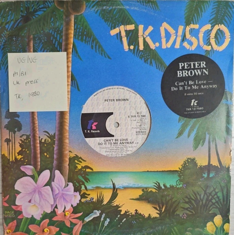 Peter Brown Can't Be Love Do It To Me Anyway Vinyl Record VG/VG TKR137580 1980 sleeve Peter Brown Can't Be Love Do It To Me Anyway Vinyl Record VG/VG TKR137580 1980 sleeve