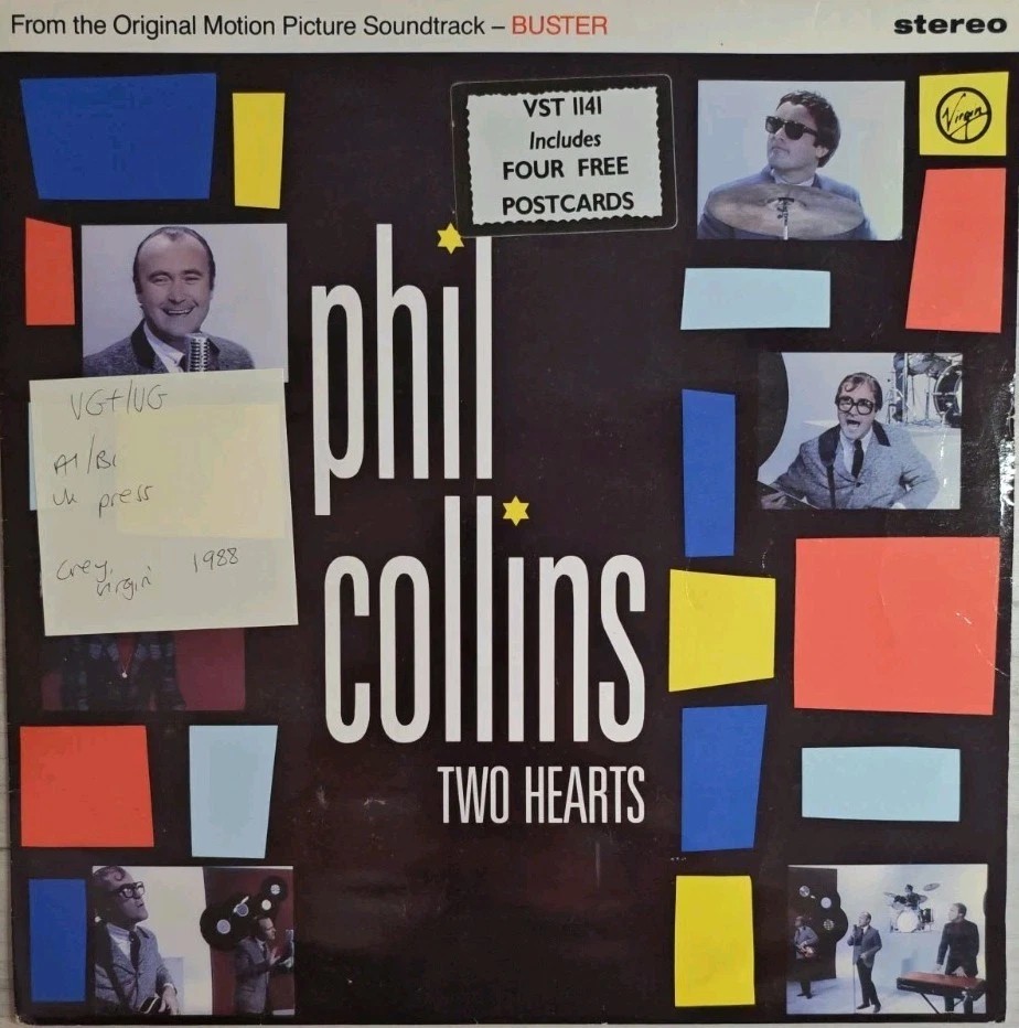 Phil Collins Two Hearts Vinyl Record 12" VG+/VG VST1141 1988 sleeve Phil Collins Two Hearts Vinyl Record 12" VG+/VG VST1141 1988 sleeve
