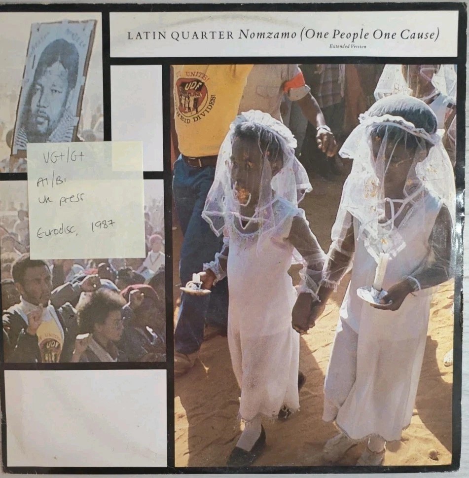 Latin Quarter Nomzamo One People One Cause Vinyl Record 12" VG+/G+ RHT113 1987 sleeve Latin Quarter Nomzamo One People One Cause Vinyl Record 12" VG+/G+ RHT113 1987 sleeve
