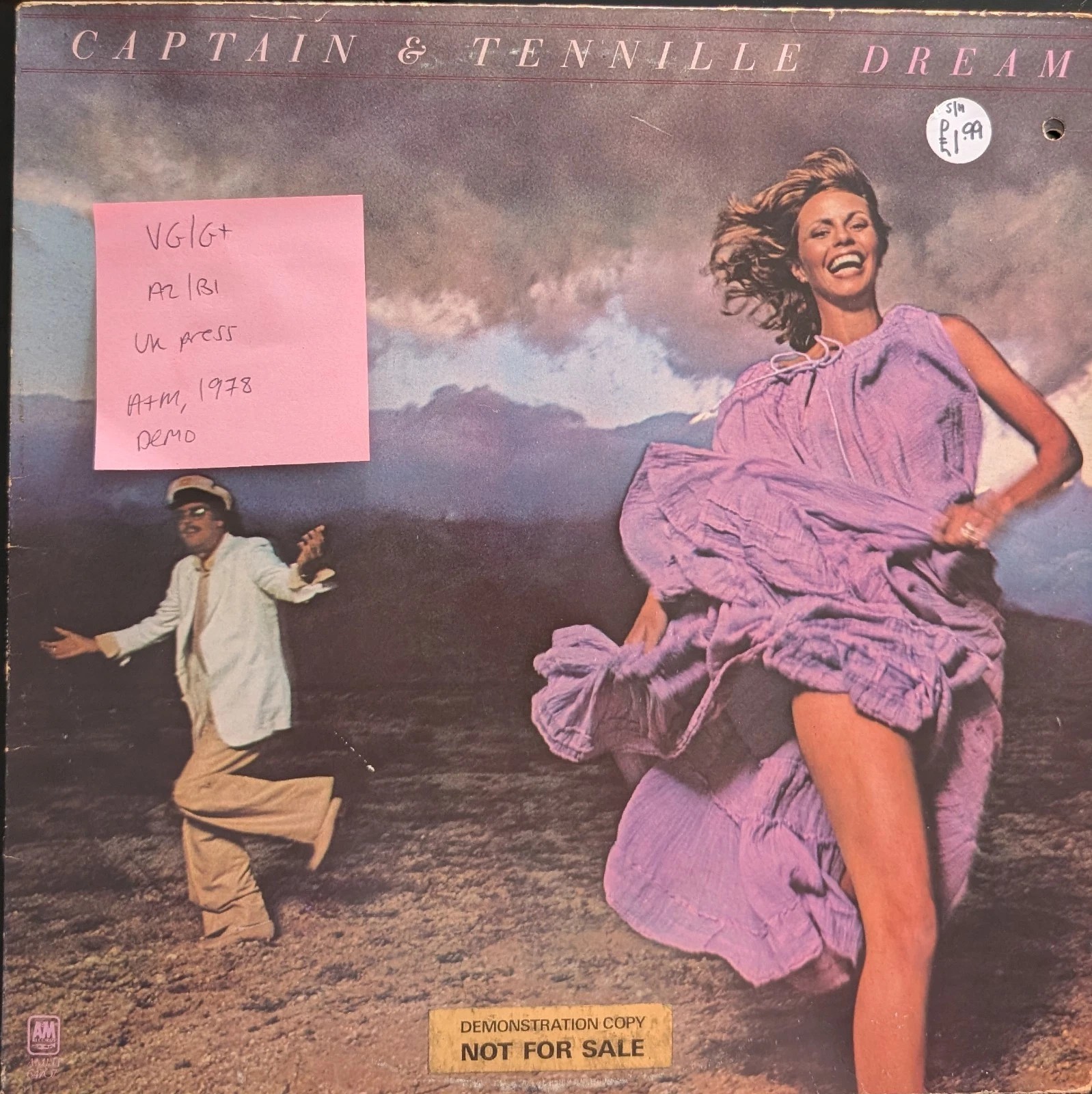 Captain & Tennille Dream Vinyl Record LP VG/G+ AMLH64707 1978 sleeve Captain & Tennille Dream Vinyl Record LP VG/G+ AMLH64707 1978 sleeve