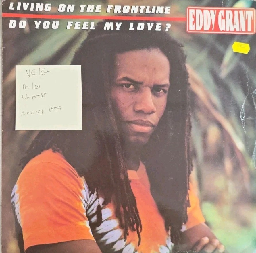 Eddy Grant Living On The Frontline Vinyl Record 12" VG/G+ MERX135 1979 sleeve Eddy Grant Living On The Frontline Vinyl Record 12" VG/G+ MERX135 1979 sleeve