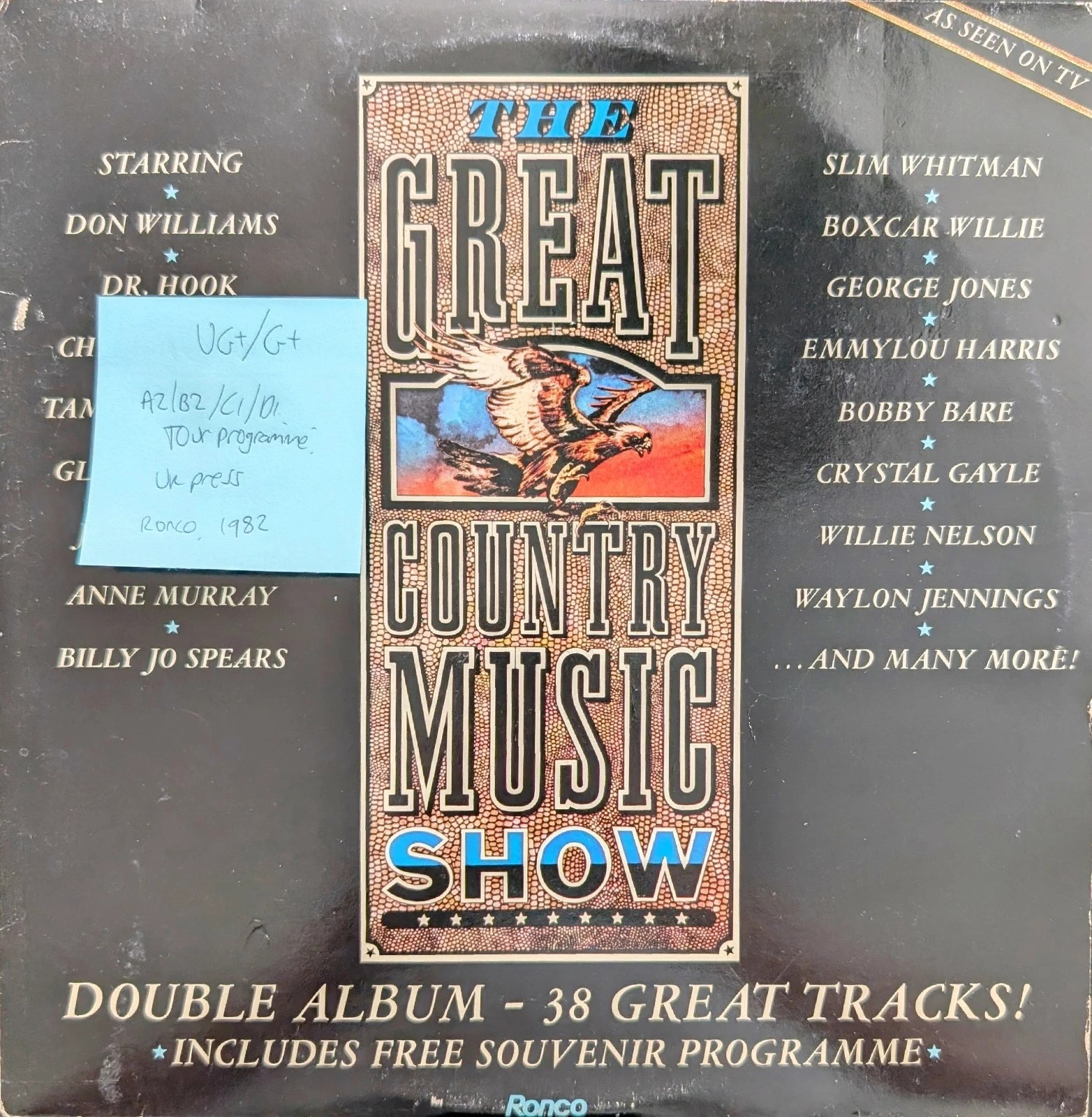 Various The Great Country Music Show Vinyl Record 2LP VG+/G+ RTD 2083 1982 sleeve Various The Great Country Music Show Vinyl Record 2LP VG+/G+ RTD 2083 1982 sleeve
