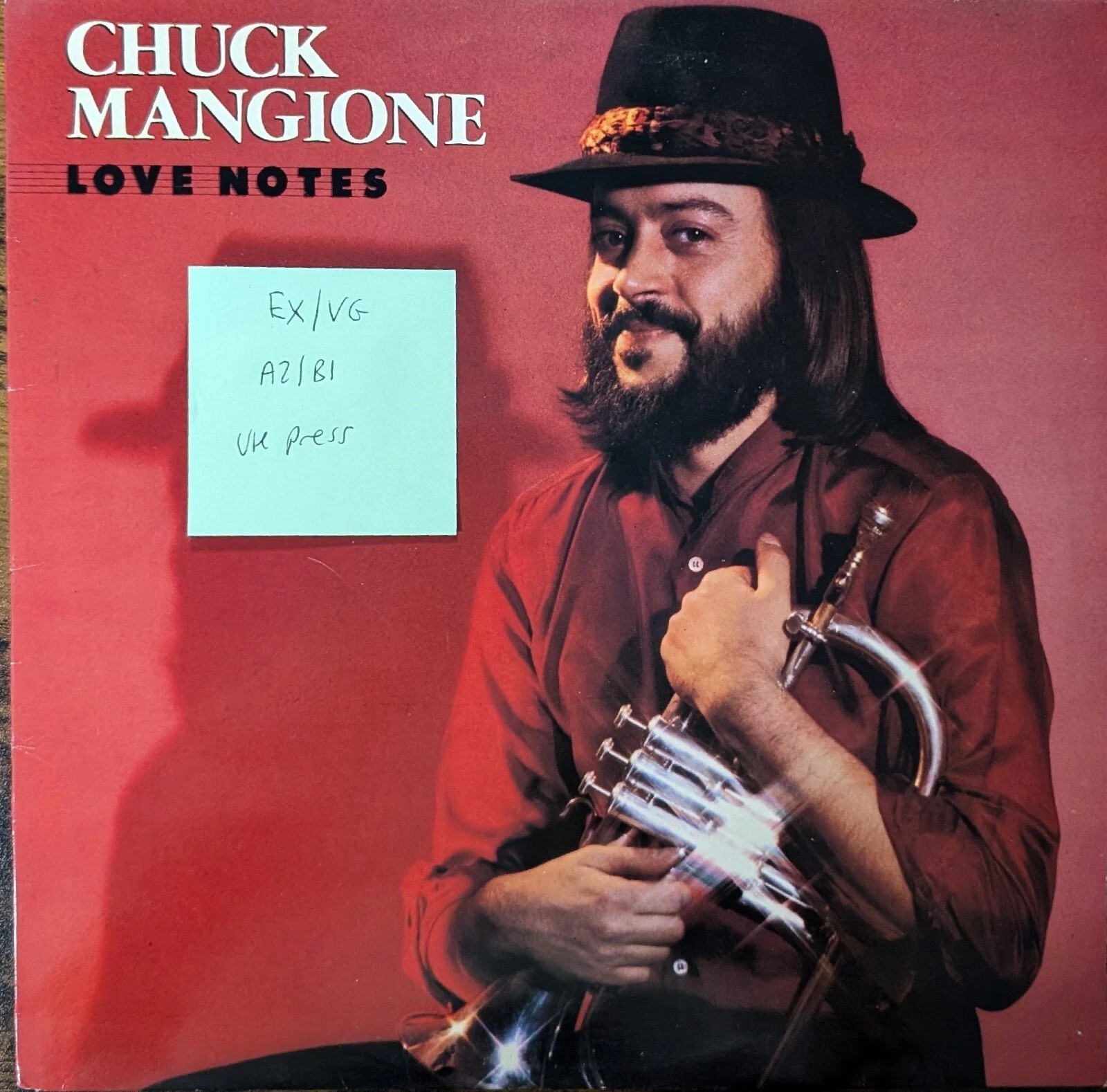 Chuck Mangione Love Notes Vinyl Record EX/VG CBS 85879 CBS85879 1982 sleeve Chuck Mangione Love Notes Vinyl Record EX/VG CBS 85879 CBS85879 1982 sleeve