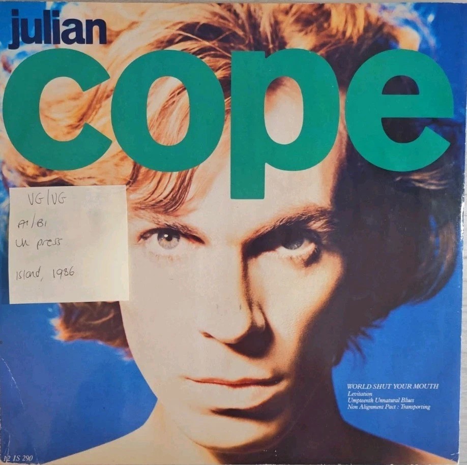Julian Cope World Shut Your Mouth Vinyl Record 12" VG/VG 12IS290 1986 sleeve Julian Cope World Shut Your Mouth Vinyl Record 12" VG/VG 12IS290 1986 sleeve