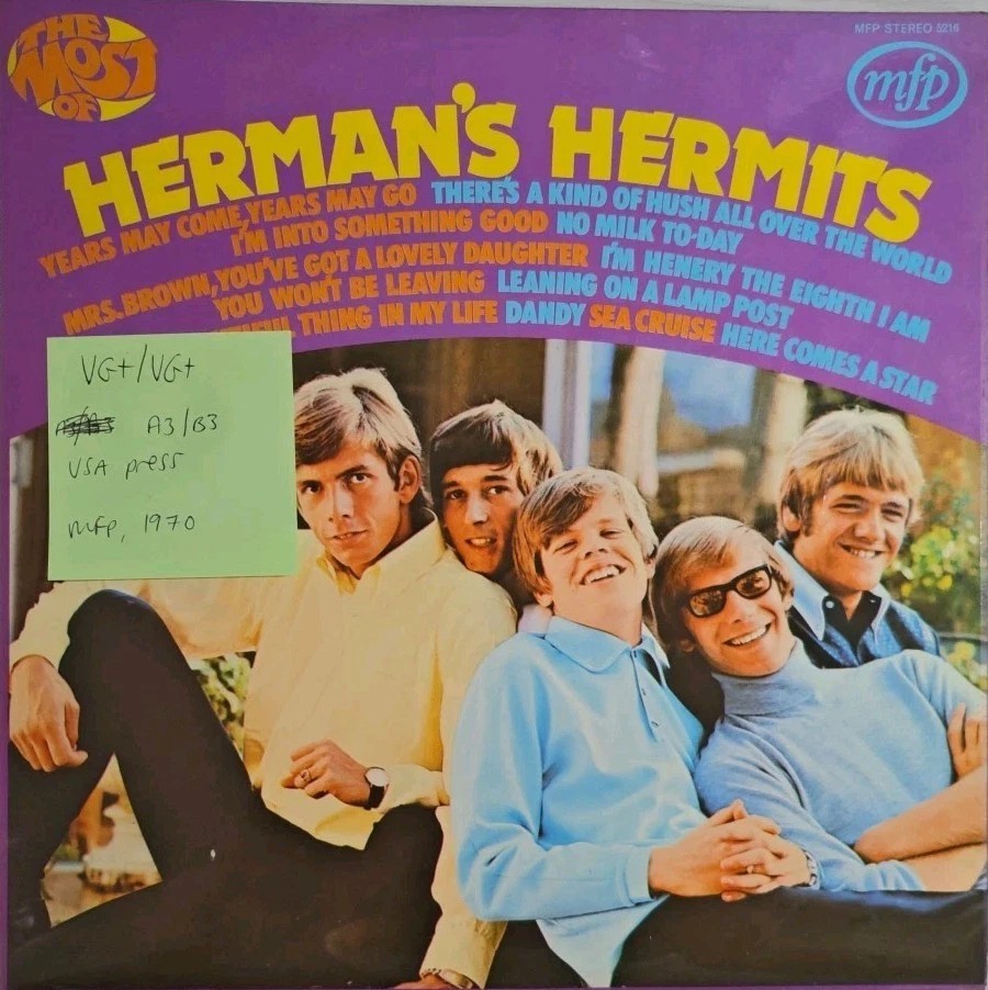 Hermans Hermits The Most Of Herman's Hermits Vinyl Record VG+/VG+ MFP 5216 1970 sleeve Hermans Hermits The Most Of Herman's Hermits Vinyl Record VG+/VG+ MFP 5216 1970 sleeve