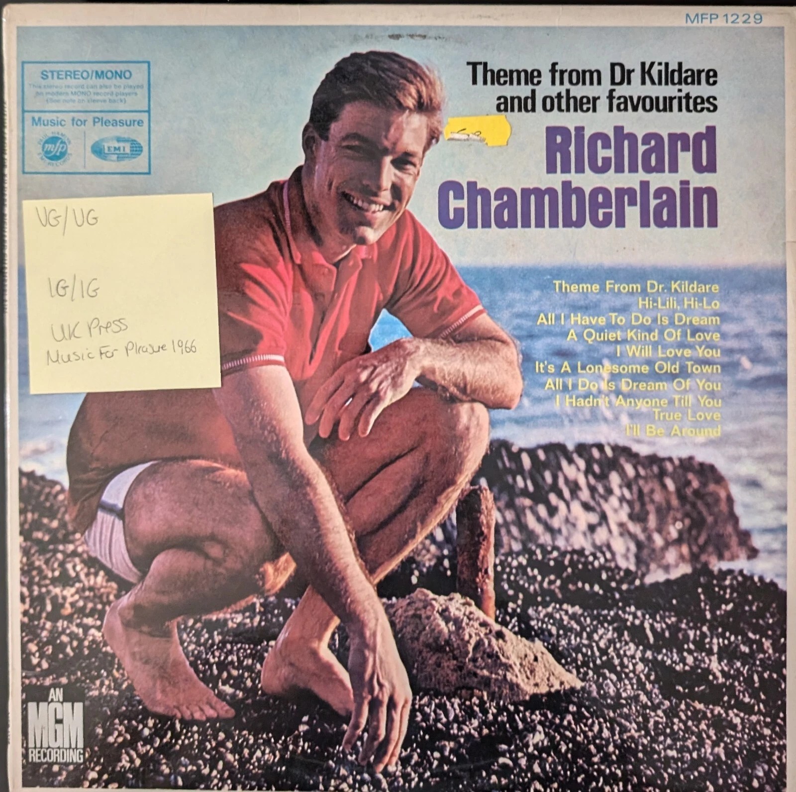 Richard Chamberlain Theme From Dr Kildare Vinyl Record VG/VG 1966 sleeve Richard Chamberlain Theme From Dr Kildare Vinyl Record VG/VG 1966 sleeve
