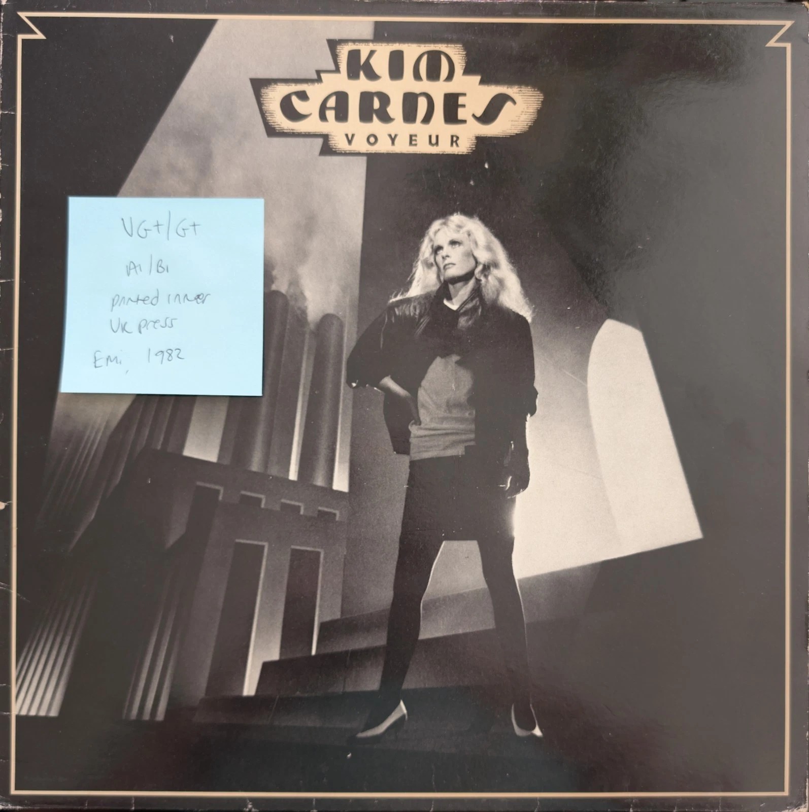 Kim Carnes Voyeur Vinyl Record LP VG+/G+ AML 3026 1982 sleeve Kim Carnes Voyeur Vinyl Record LP VG+/G+ AML 3026 1982 sleeve