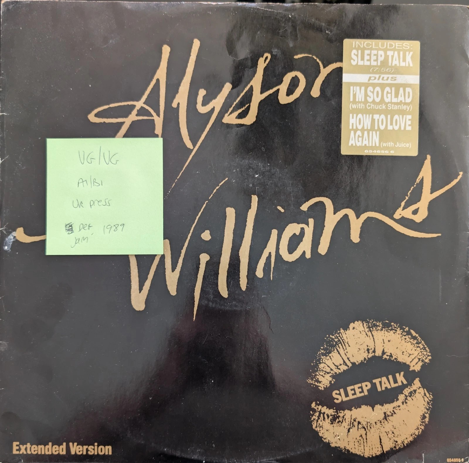 Alyson Williams Sleep Talk Vinyl Record VG/VG 654656 1989 1st Press sleeve Alyson Williams Sleep Talk Vinyl Record VG/VG 654656 1989 1st Press sleeve