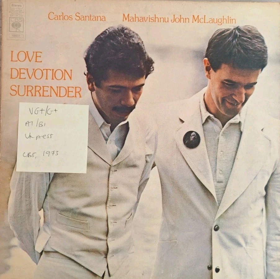 Santana McLaughlin Love Devotion Surrender Vinyl Record VG+/G+ CBS69037 1973 sleeve Santana McLaughlin Love Devotion Surrender Vinyl Record VG+/G+ CBS69037 1973 sleeve