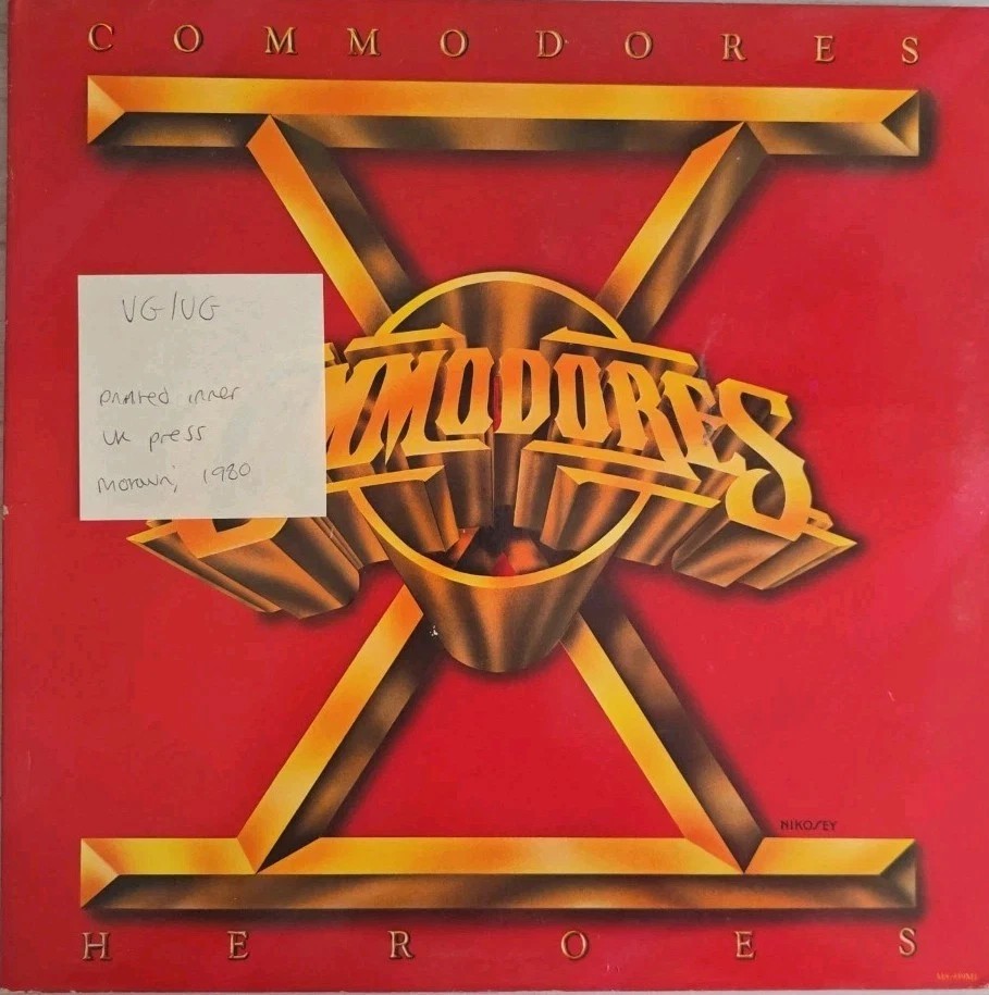 Commodores Heroes Vinyl Record LP VG/VG M 8939 1980 sleeve Commodores Heroes Vinyl Record LP VG/VG M 8939 1980 sleeve