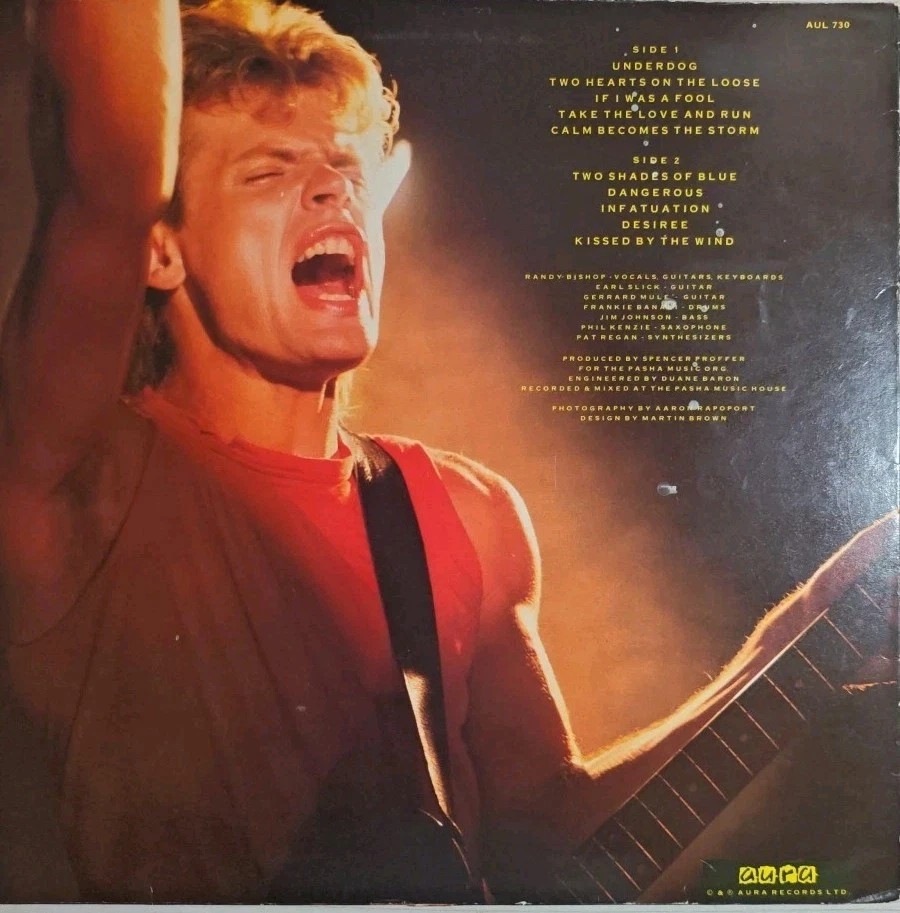 Randy Bishop Underdog Vinyl Record LP VG+/G+ AUL730 1985 sleeve Randy Bishop Underdog Vinyl Record LP VG+/G+ AUL730 1985 sleeve