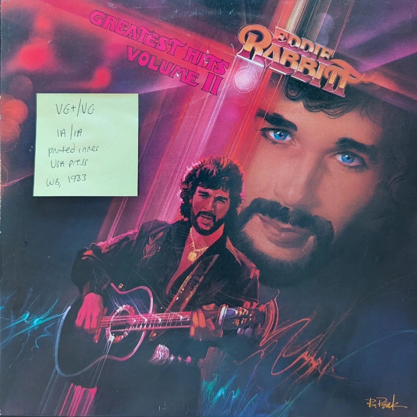 Eddie Rabbitt Greatest Hits Vol. II Vinyl Record VG+/VG W1 23925 1983 1st Press sleeve Eddie Rabbitt Greatest Hits Vol. II Vinyl Record VG+/VG W1 23925 1983 1st Press sleeve
