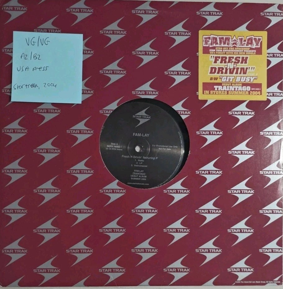 Fam-Lay Fresh N Drivin’ / Git Busy Vinyl Record 12" VG/VG DEFR 16093-1 sleeve Fam-Lay Fresh N Drivin’ / Git Busy Vinyl Record 12" VG/VG DEFR 16093-1 sleeve