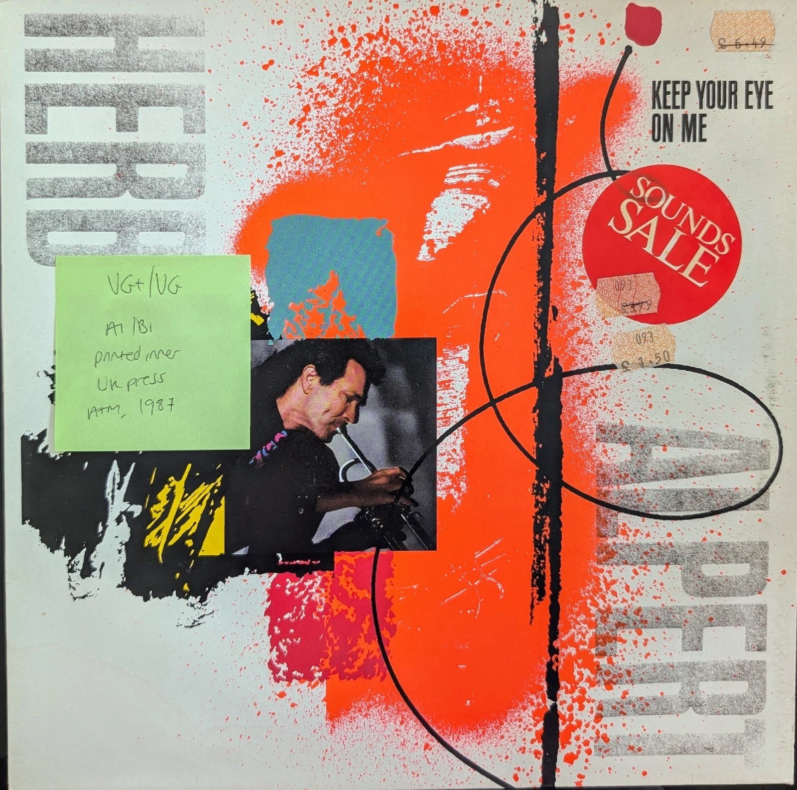 Herb Alpert Keep Your Eye On Me Vinyl Record LP VG+/VG AMA5125 1987 vinyl record sleeve Herb Alpert Keep Your Eye On Me Vinyl Record LP VG+/VG AMA5125 1987 vinyl record sleeve