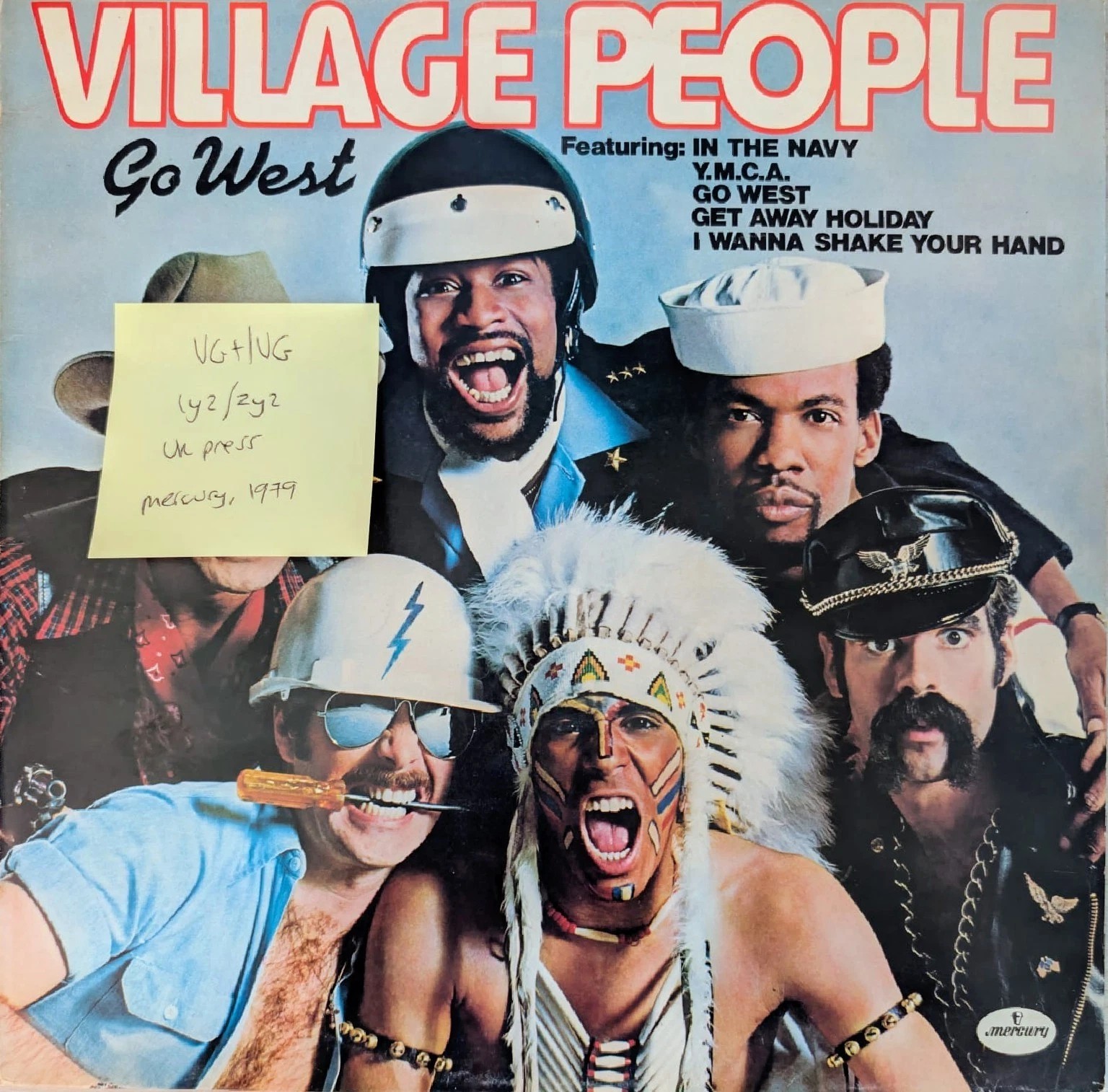 Village People Go West Vinyl Record LP VG+/VG 9109621 1979 vinyl record sleeve Village People Go West Vinyl Record LP VG+/VG 9109621 1979 vinyl record sleeve