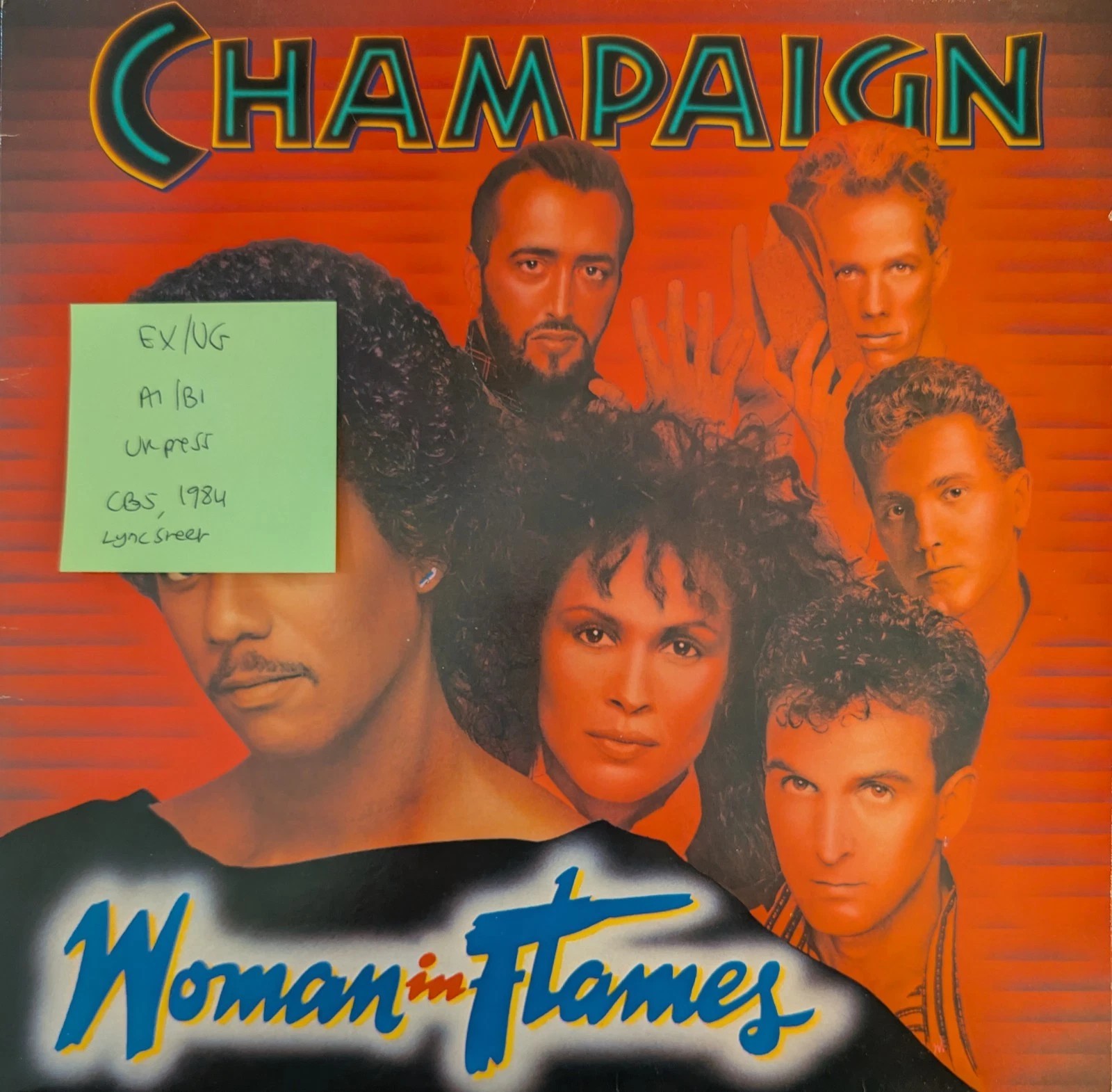 Champaign Woman In Flames Vinyl Record LP EX/VG CBS26018 1984 vinyl record sleeve Champaign Woman In Flames Vinyl Record LP EX/VG CBS26018 1984 vinyl record sleeve