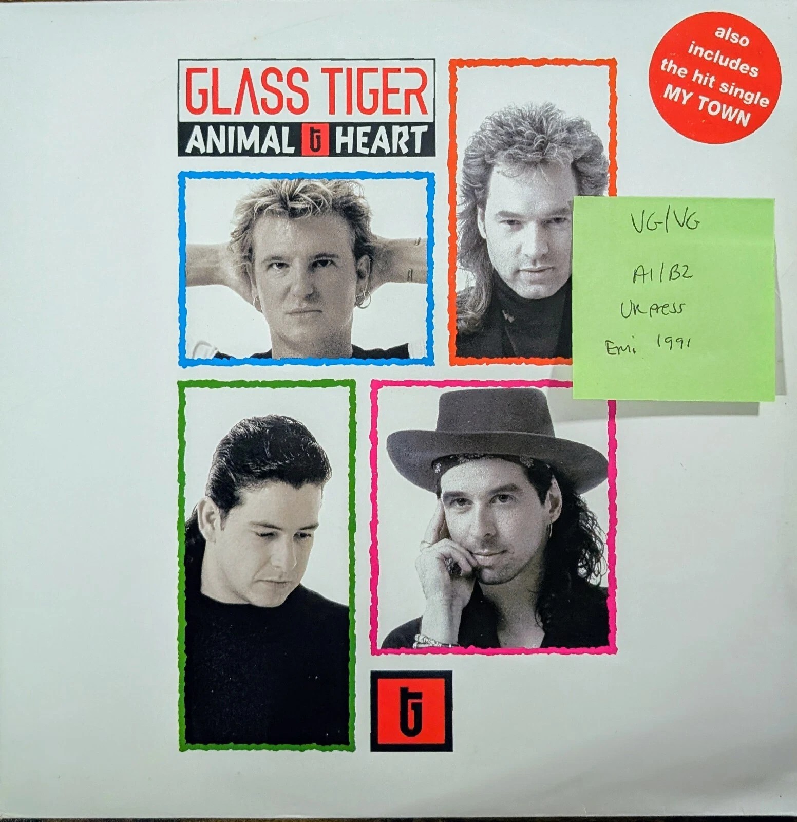 Glass Tiger Animal Heart Vinyl Record 12" VG/VG 12EM220 1991 sleeve Glass Tiger Animal Heart Vinyl Record 12" VG/VG 12EM220 1991 sleeve