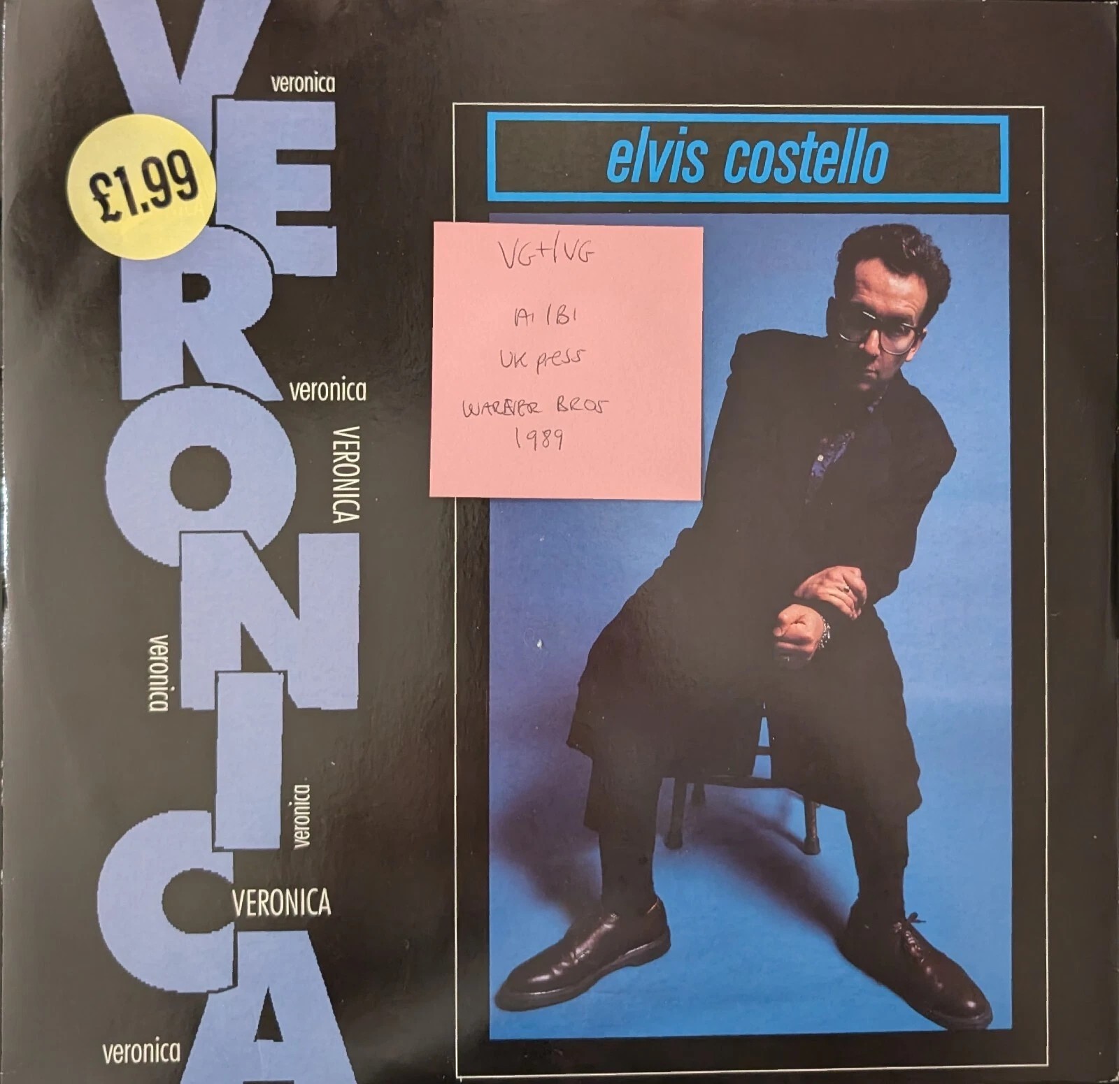 Elvis Costello Veronica Vinyl Record 12" VG+/VG W7558T 1989 sleeve Elvis Costello Veronica Vinyl Record 12" VG+/VG W7558T 1989 sleeve