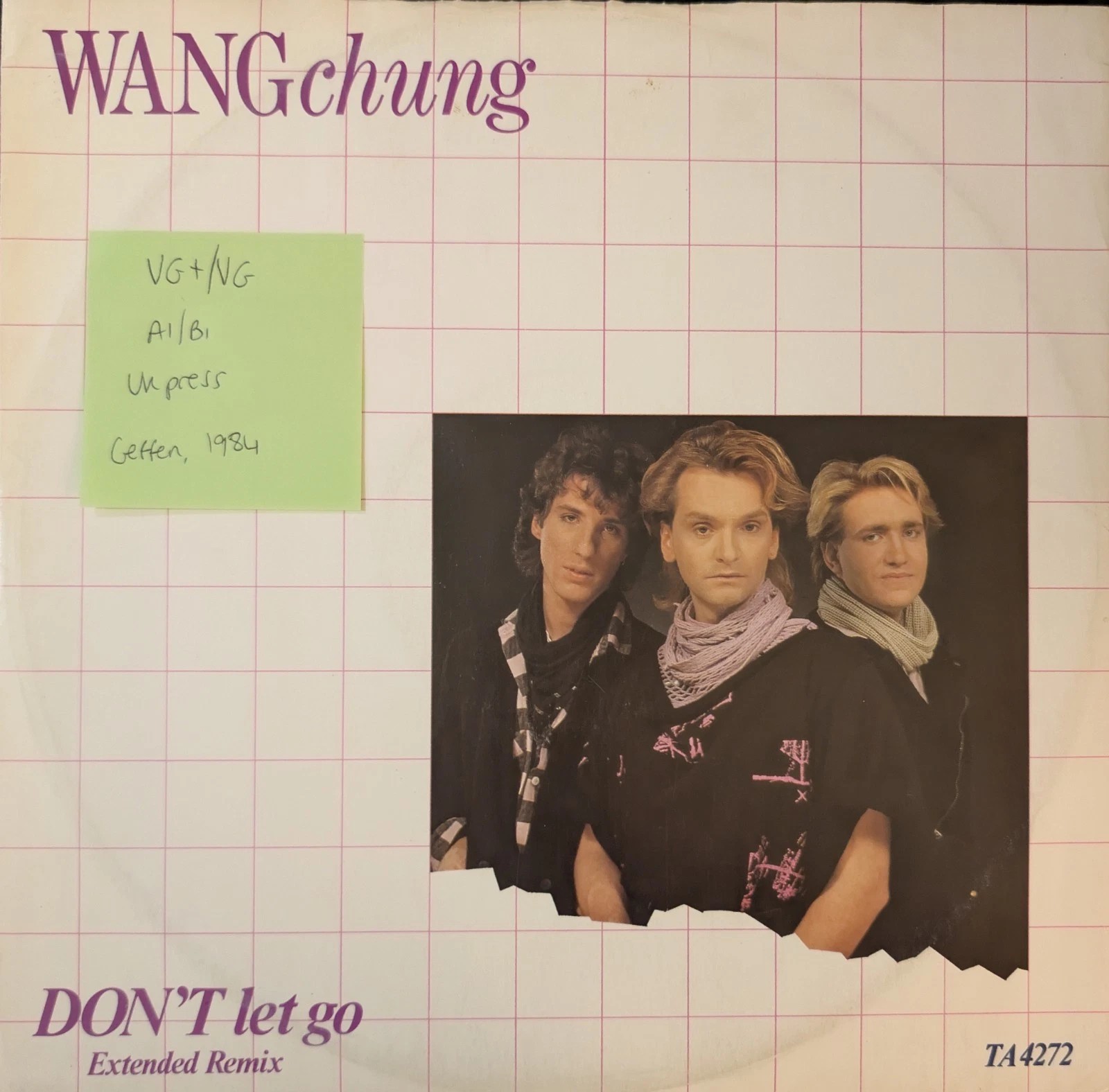 Wang Chung Don't Let Go Vinyl Record 12" VG+/VG TA4272 1984 sleeve Wang Chung Don't Let Go Vinyl Record 12" VG+/VG TA4272 1984 sleeve
