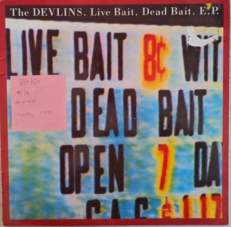The Devlins Live Bait Dead Bait E.P. Vinyl Record 12" VG+/G+ 12CL671 1992 sleeve The Devlins Live Bait Dead Bait E.P. Vinyl Record 12" VG+/G+ 12CL671 1992 sleeve
