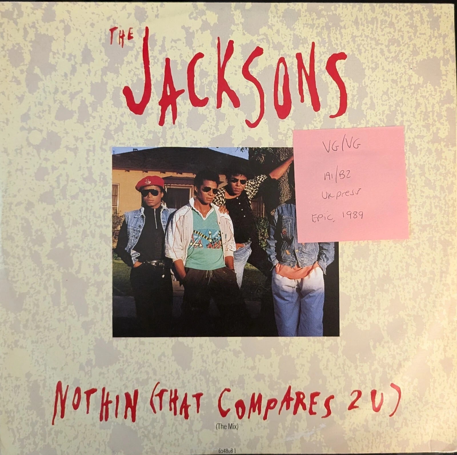 The Jacksons Nothin That Compares to You Vinyl Record VG/VG EPIC 654808 1989 vinyl record sleeve The Jacksons Nothin That Compares to You Vinyl Record VG/VG EPIC 654808 1989 vinyl record sleeve