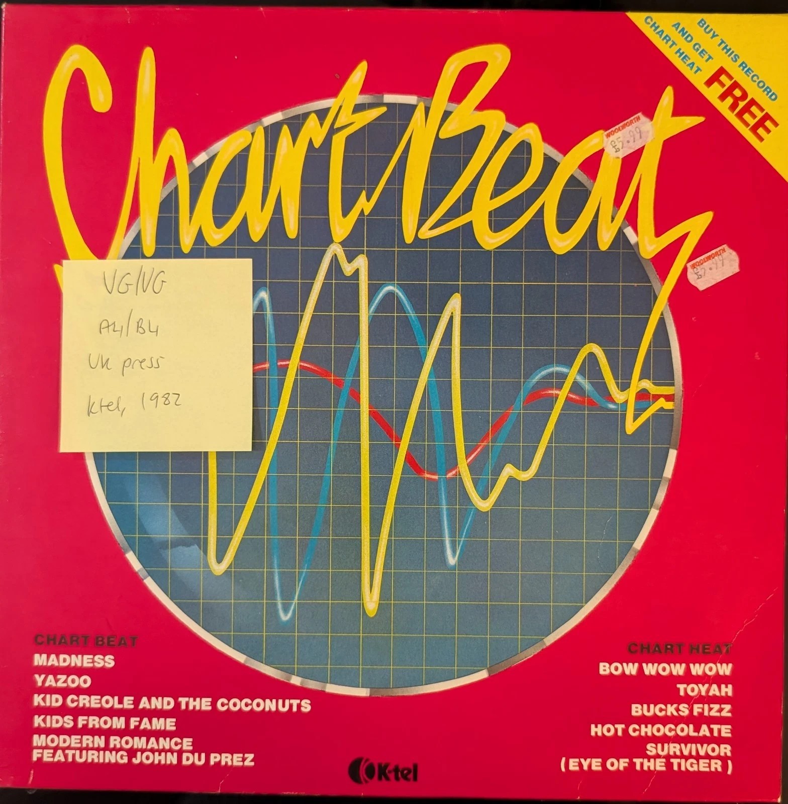 Various Chart Beat Vinyl Record LP VG/VG NE1180A 1982 sleeve Various Chart Beat Vinyl Record LP VG/VG NE1180A 1982 sleeve