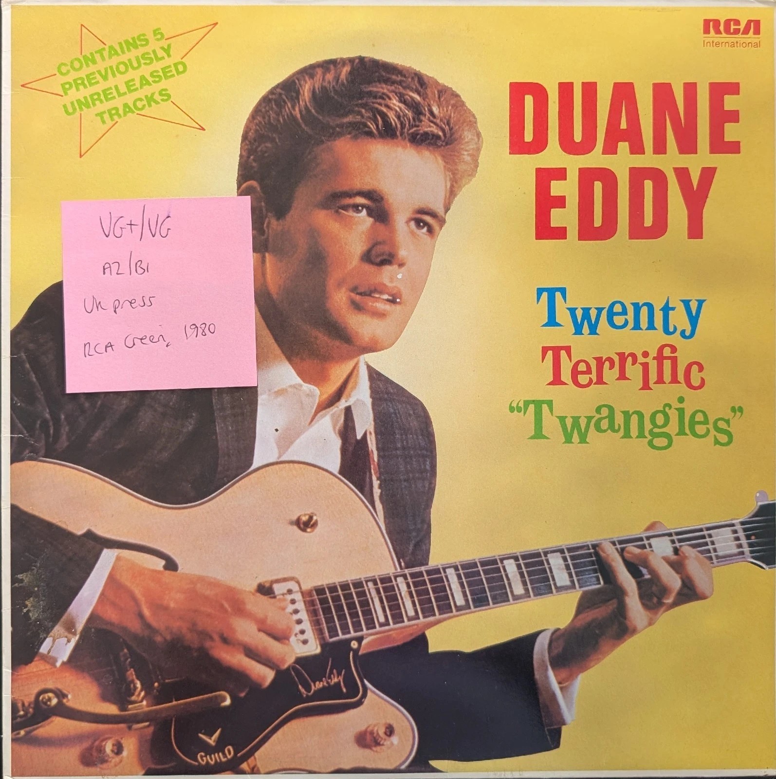 Duane Eddy Twenty Terrific Twangies Vinyl Record LP VG+/VG INTS5056 1980 sleeve Duane Eddy Twenty Terrific Twangies Vinyl Record LP VG+/VG INTS5056 1980 sleeve