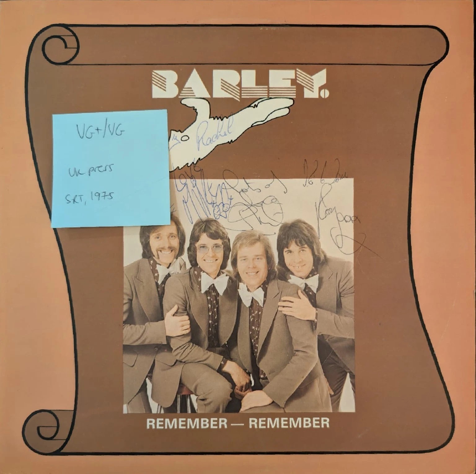 Barley Remember Remember Vinyl Record LP VG+/VG SRTM75348 1975 sleeve Barley Remember Remember Vinyl Record LP VG+/VG SRTM75348 1975 sleeve