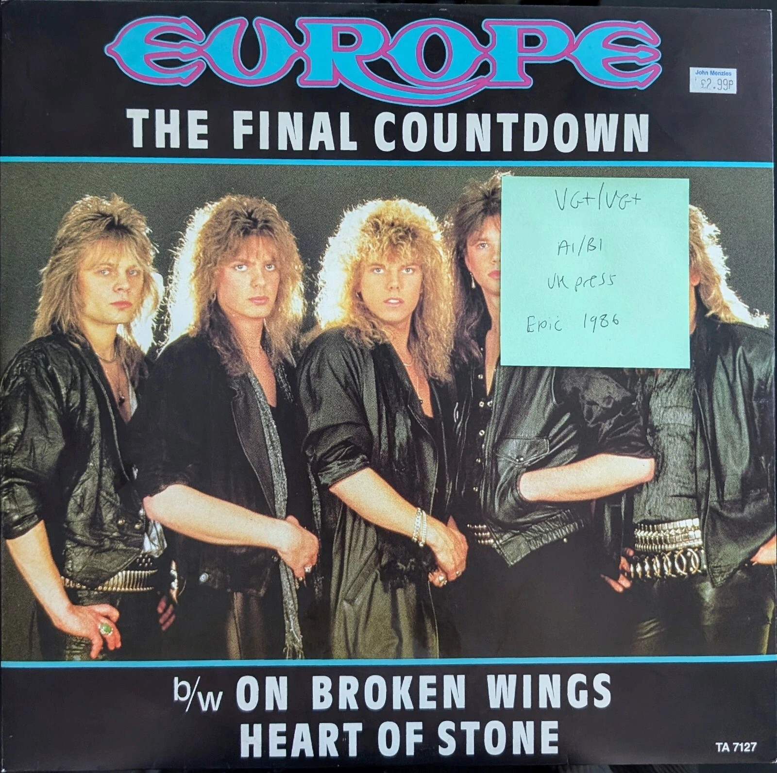 Europe The Final Countdown On Broken Wings Vinyl Record 12" VG+/VG+ TA7127 1986 sleeve Europe The Final Countdown On Broken Wings Vinyl Record 12" VG+/VG+ TA7127 1986 sleeve