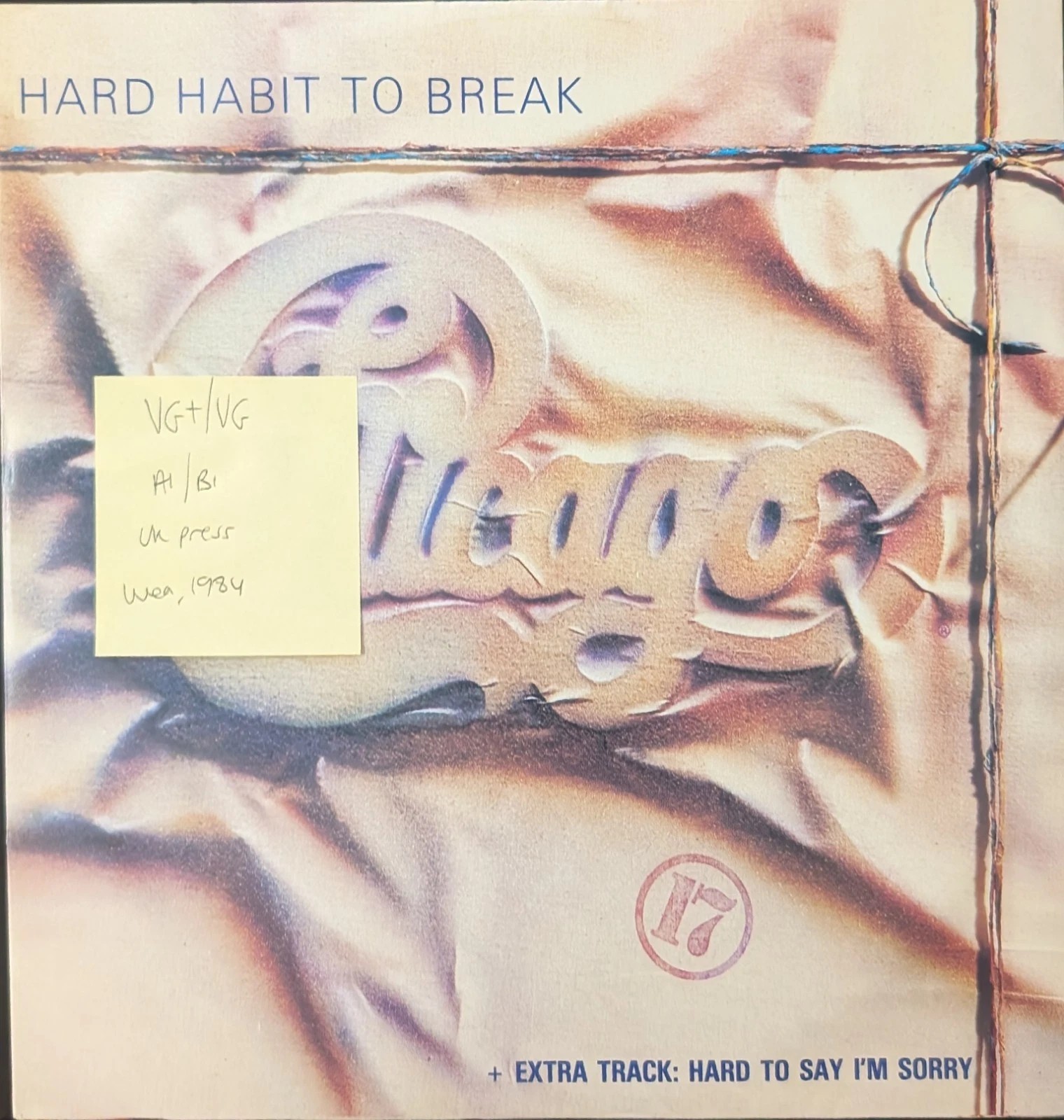 Chicago Hard Habit to Break Vinyl Record VG+/VG W9214T 1984 sleeve Chicago Hard Habit to Break Vinyl Record VG+/VG W9214T 1984 sleeve