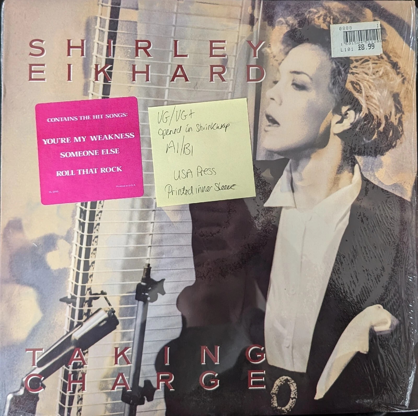 Shirley Eikhard Taking Charge Vinyl Record LP VG/VG+ YL0110 1983 1st Press vinyl record sleeve Shirley Eikhard Taking Charge Vinyl Record LP VG/VG+ YL0110 1983 1st Press vinyl record sleeve