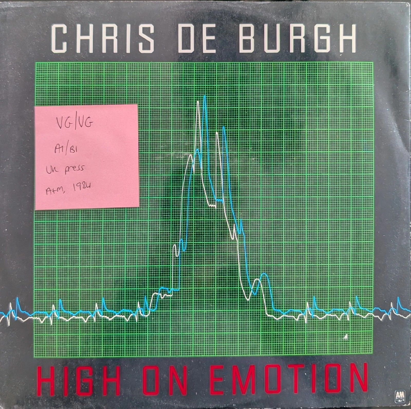 Chris de Burgh High On Emotion Vinyl Record 12" VG/VG AMX190 1984 sleeve Chris de Burgh High On Emotion Vinyl Record 12" VG/VG AMX190 1984 sleeve