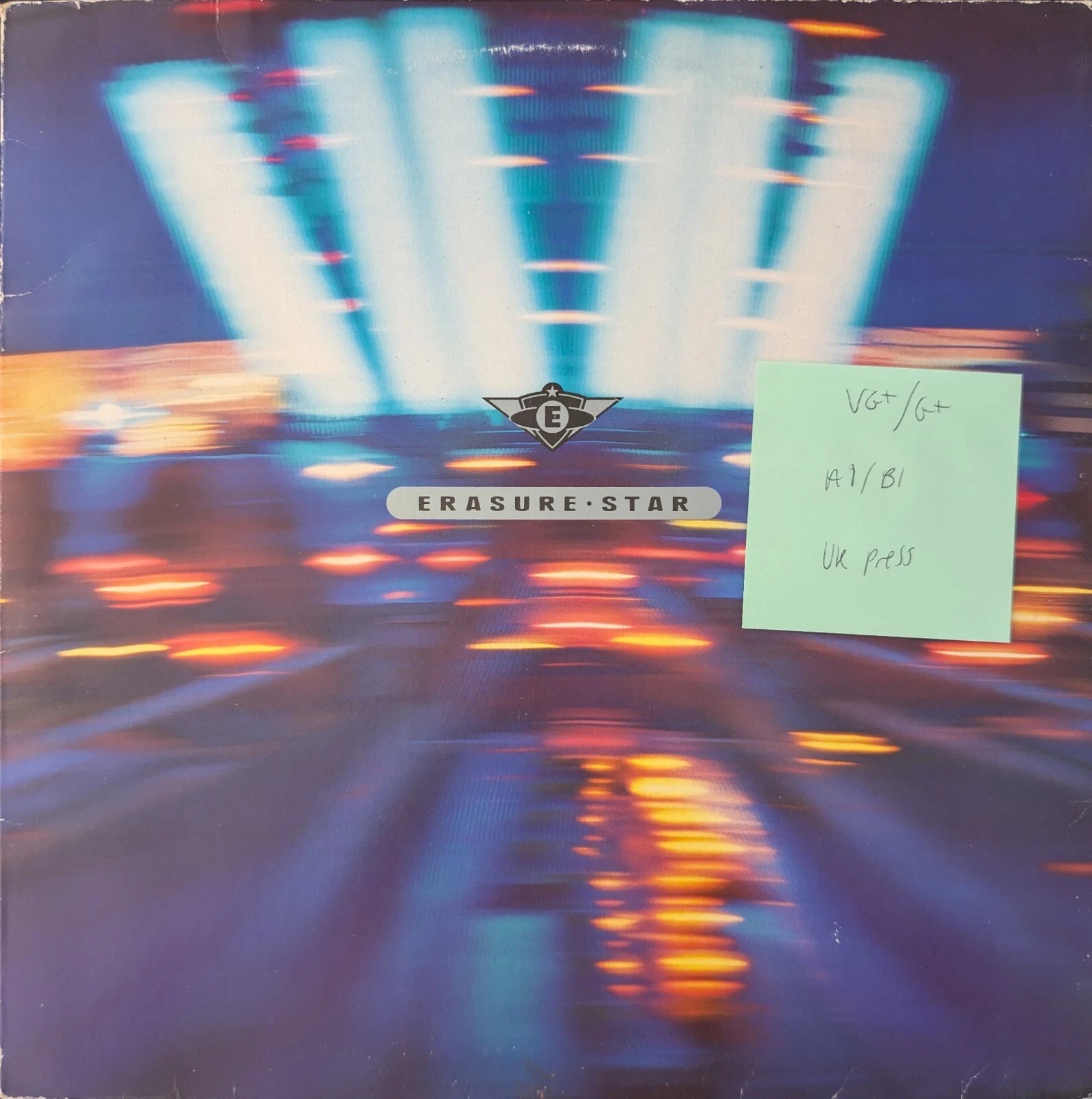Erasure Star Vinyl Record 12" VG+/G+ 12 Mute 111 1990 sleeve Erasure Star Vinyl Record 12" VG+/G+ 12 Mute 111 1990 sleeve