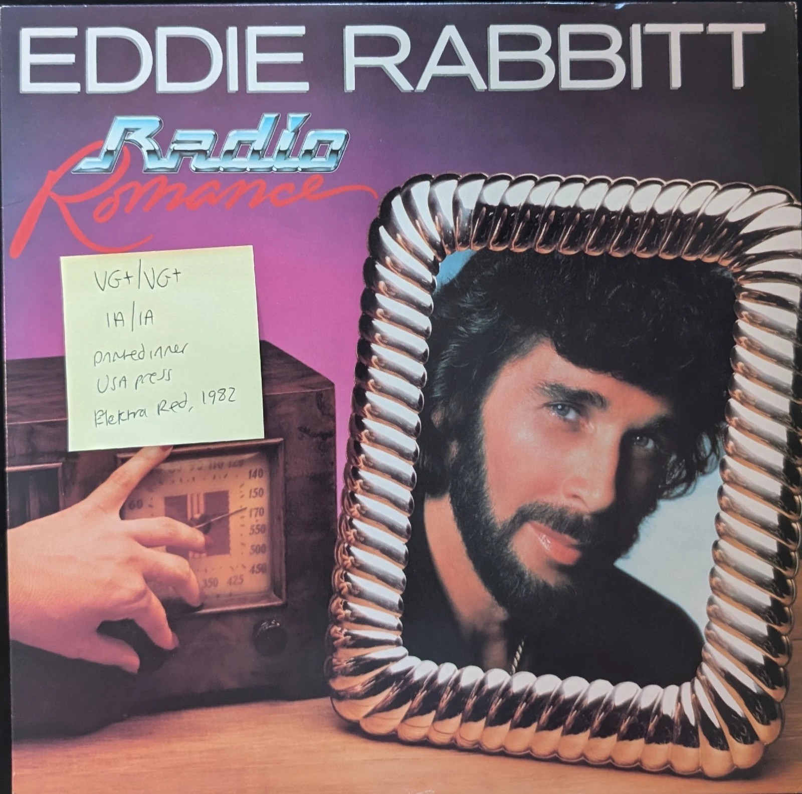 Eddie Rabbit Radio Romance Vinyl Record VG+/VG+ 9E1 60160 1982 1st Press sleeve Eddie Rabbit Radio Romance Vinyl Record VG+/VG+ 9E1 60160 1982 1st Press sleeve