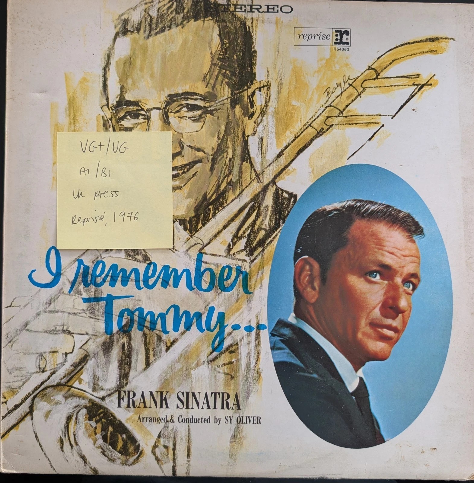 Frank Sinatra I Remember Tommy Vinyl Record LP VG+/VG K54063 1976 sleeve Frank Sinatra I Remember Tommy Vinyl Record LP VG+/VG K54063 1976 sleeve
