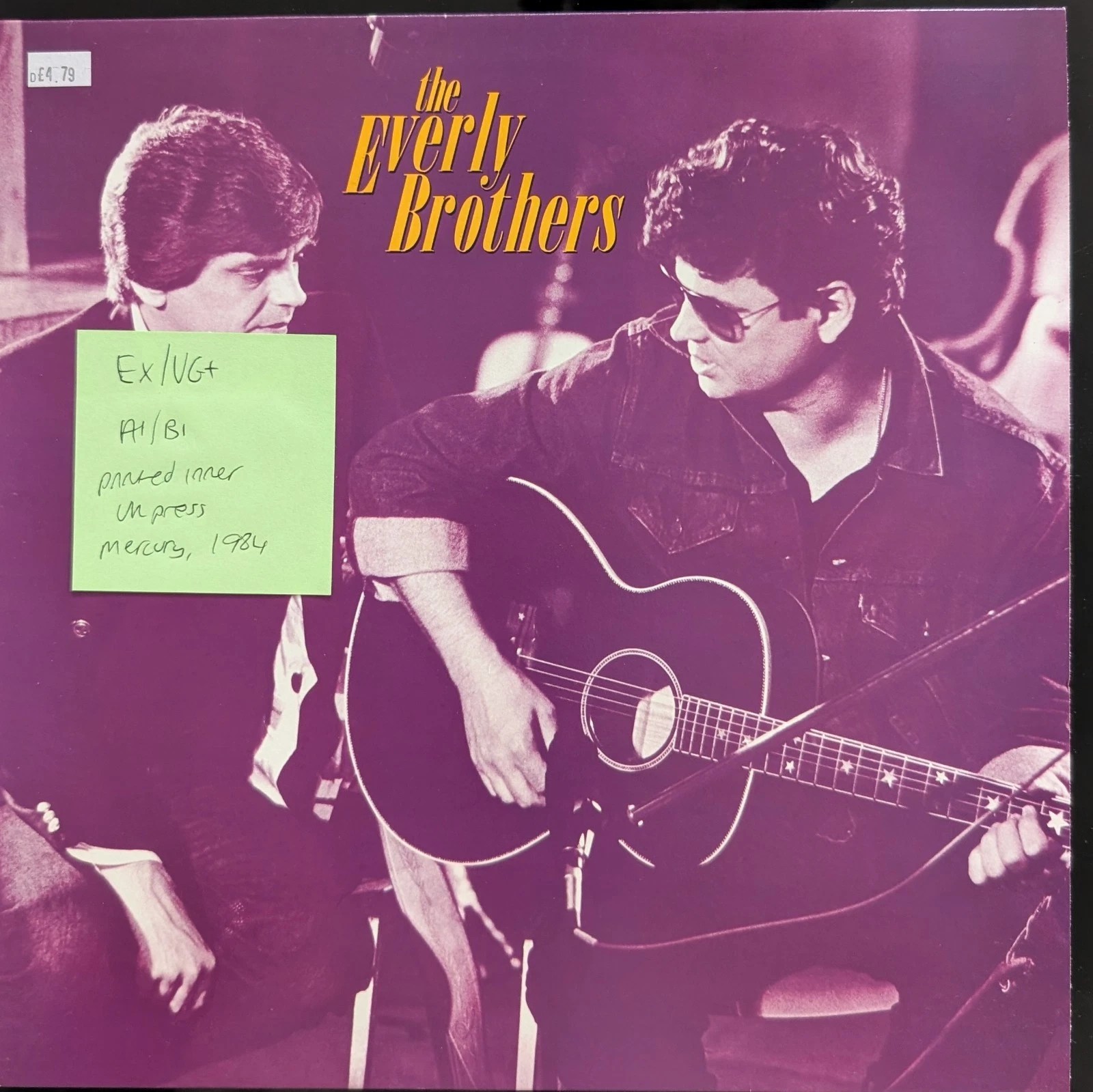 The Everly Brothers Self-Titled Vinyl Record LP EX/VG+ MERH 44 1984 sleeve The Everly Brothers Self-Titled Vinyl Record LP EX/VG+ MERH 44 1984 sleeve