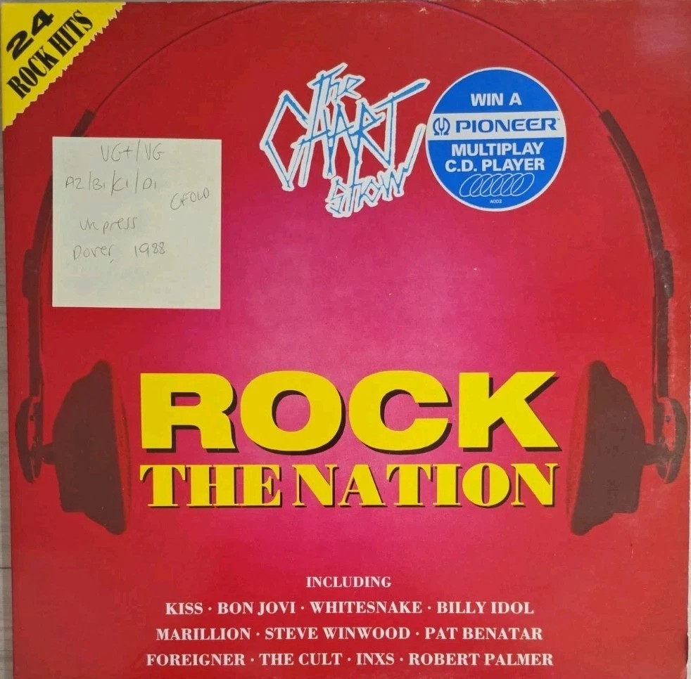 Various The Chart Show Rock The Nation Vinyl Record VG+/VG ADD2 1988 sleeve Various The Chart Show Rock The Nation Vinyl Record VG+/VG ADD2 1988 sleeve