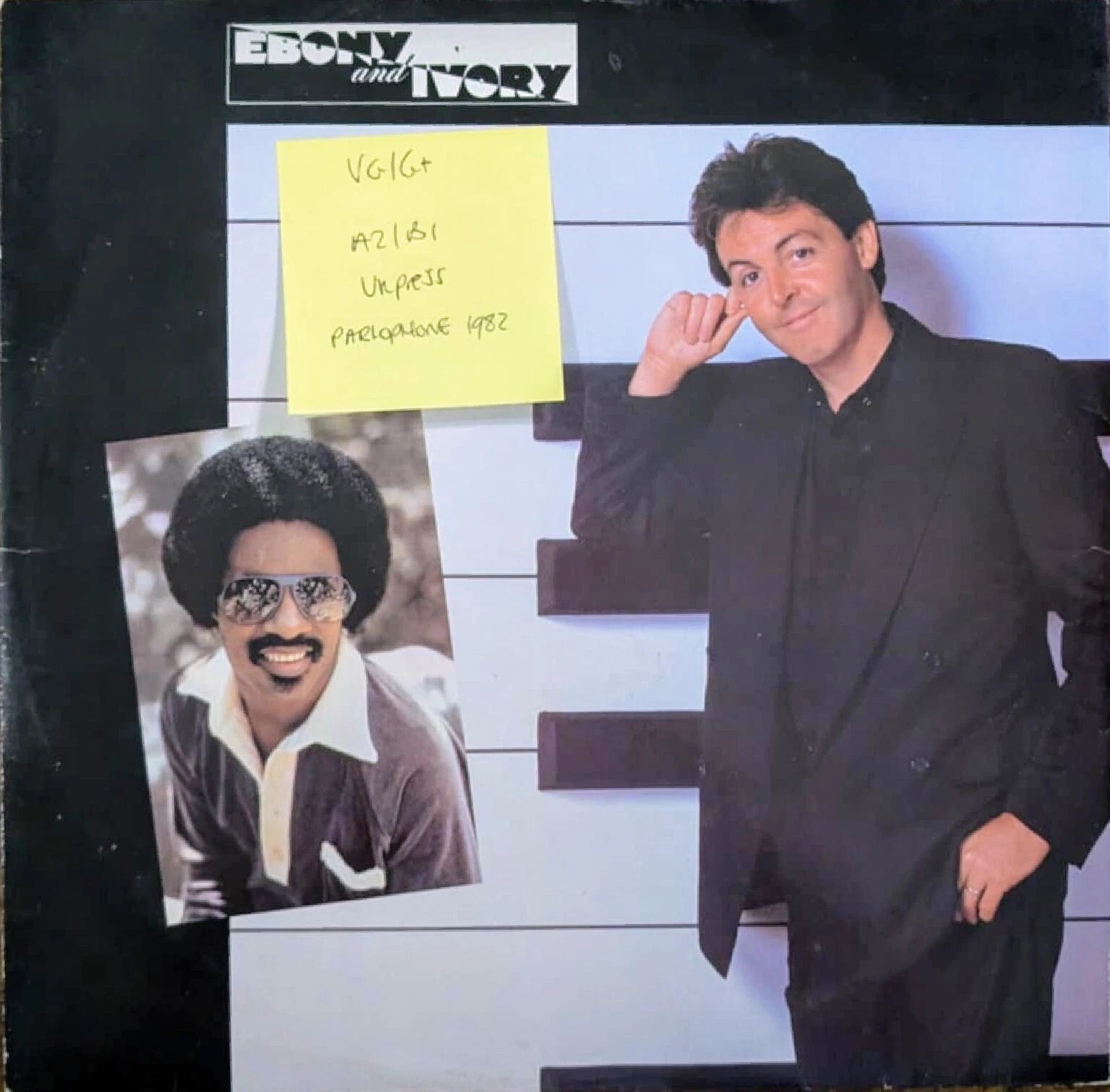 Paul McCartney Stevie Wonder Ebony & Ivory Vinyl Record 12" VG/G+ 12R6054 1982 sleeve Paul McCartney Stevie Wonder Ebony & Ivory Vinyl Record 12" VG/G+ 12R6054 1982 sleeve