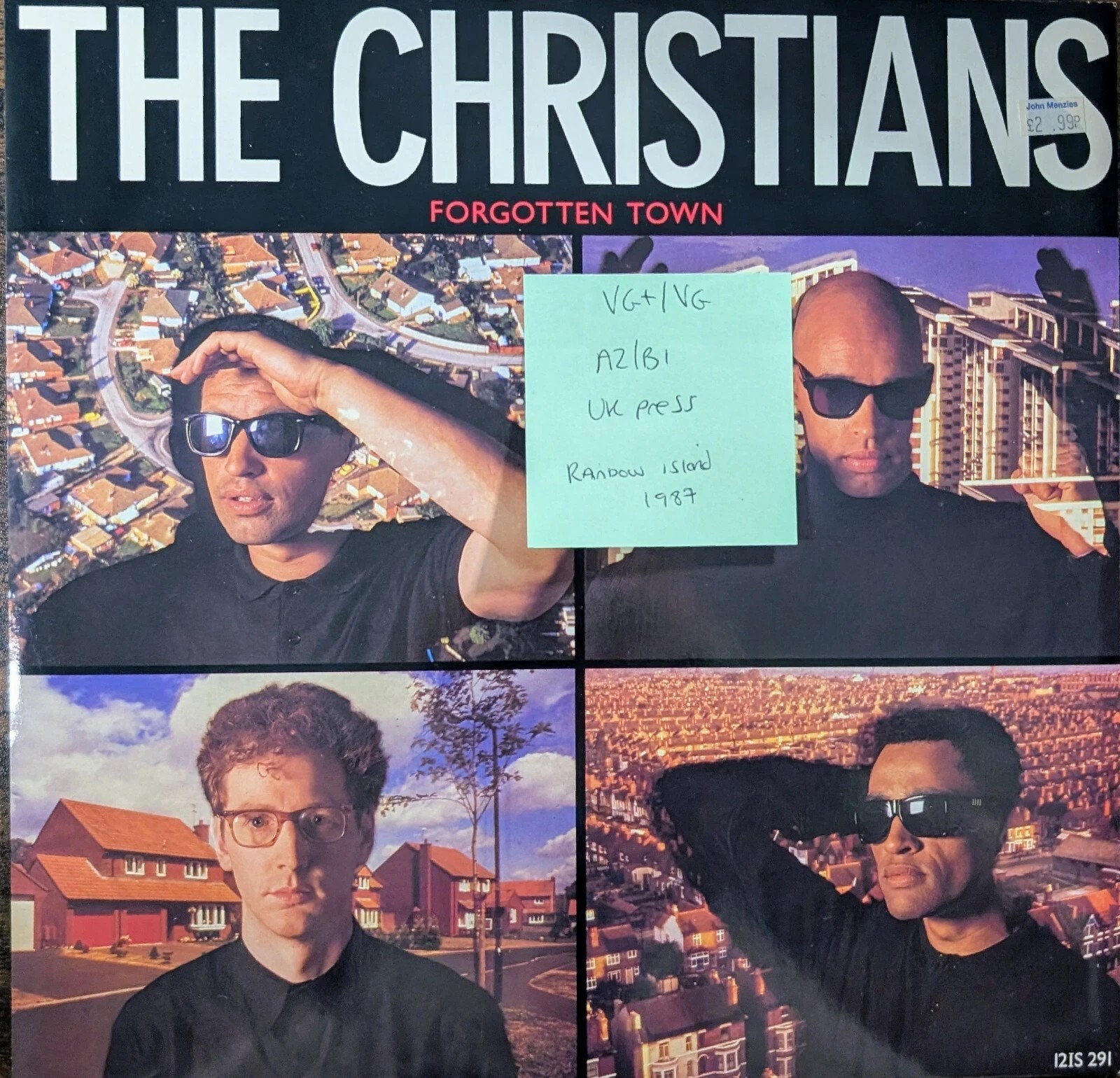 The Christians Forgotten Town Vinyl Record 12" VG+/VG 12IS291 1987 sleeve The Christians Forgotten Town Vinyl Record 12" VG+/VG 12IS291 1987 sleeve