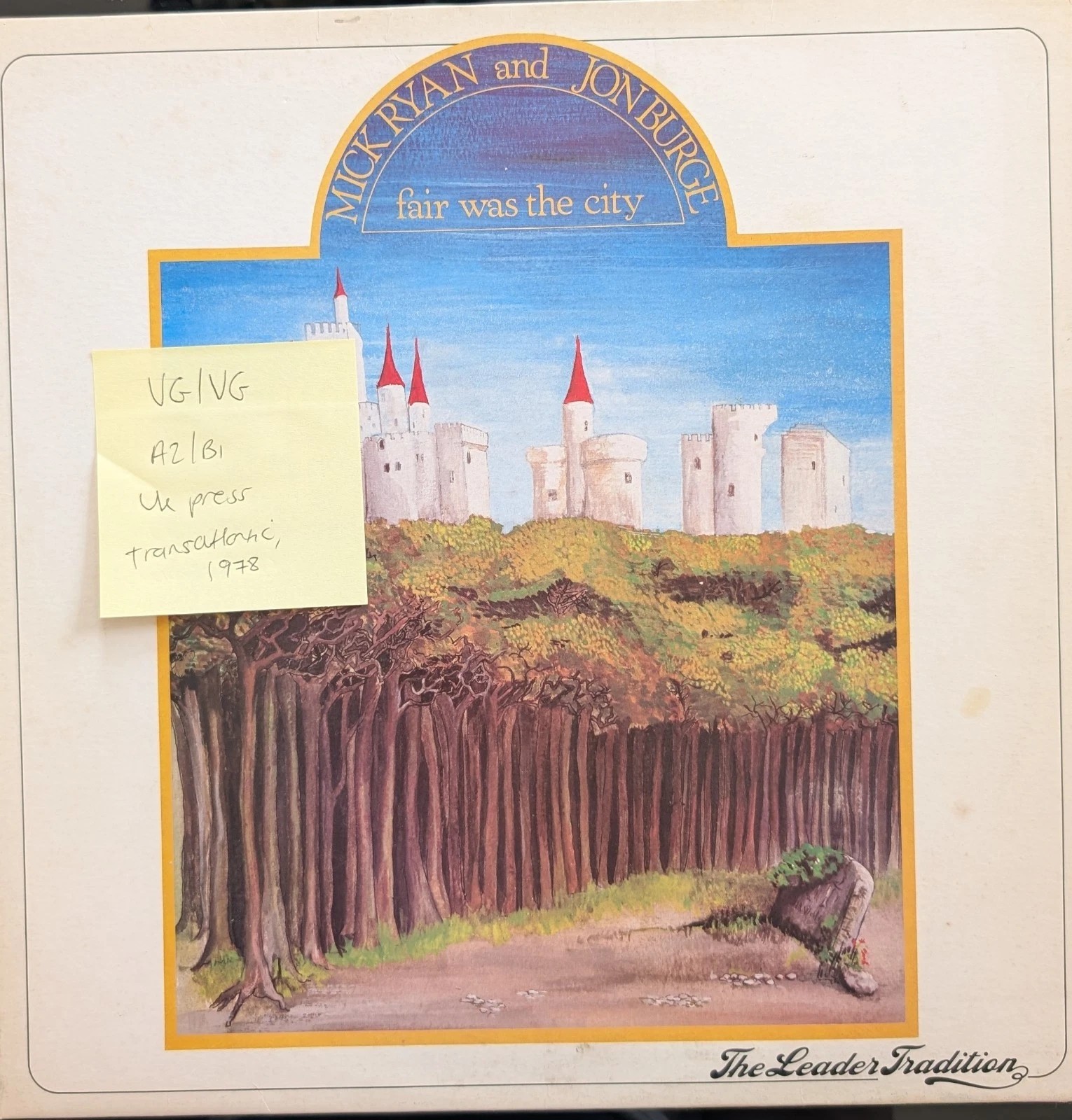 Mick Ryan And Jon Burge Fair Was The City Vinyl Record VG/VG LTRA506 1978 sleeve Mick Ryan And Jon Burge Fair Was The City Vinyl Record VG/VG LTRA506 1978 sleeve