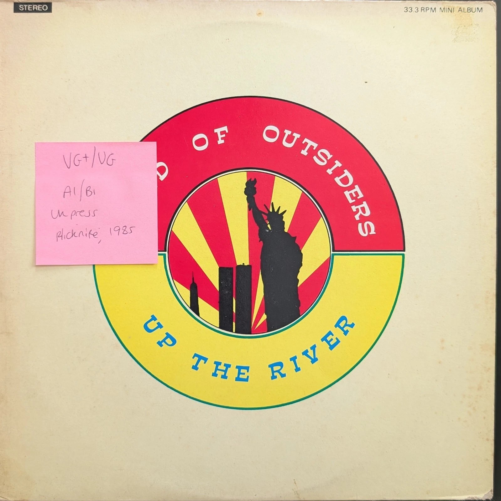 Band Of Outsiders Up The River Vinyl Record LP VG+/VG SHARP028 1985 sleeve Band Of Outsiders Up The River Vinyl Record LP VG+/VG SHARP028 1985 sleeve