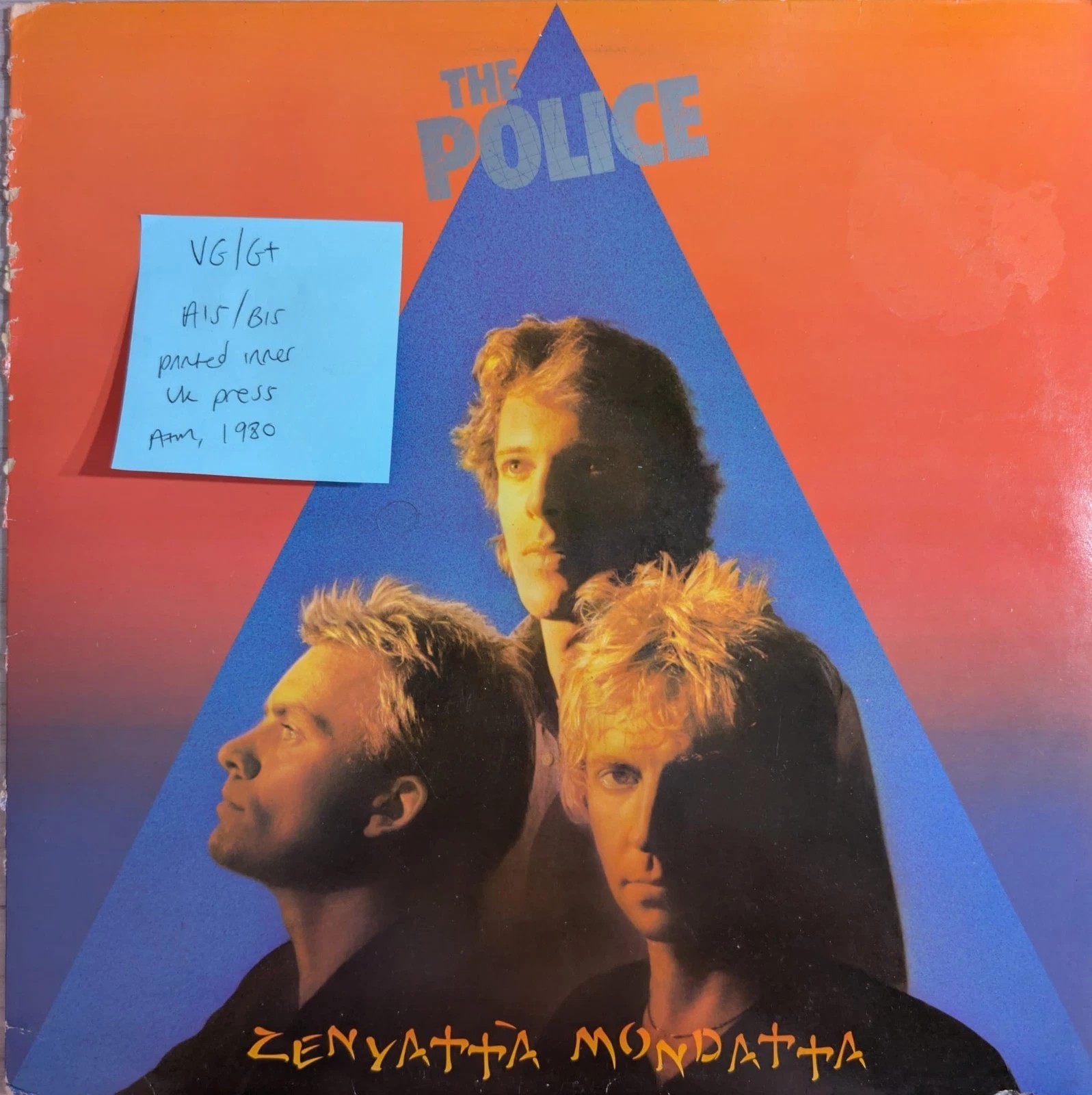 The Police Zenyatta Mondatta Vinyl Record VG/G+ AMLH64381 1980 vinyl record sleeve The Police Zenyatta Mondatta Vinyl Record VG/G+ AMLH64381 1980 vinyl record sleeve