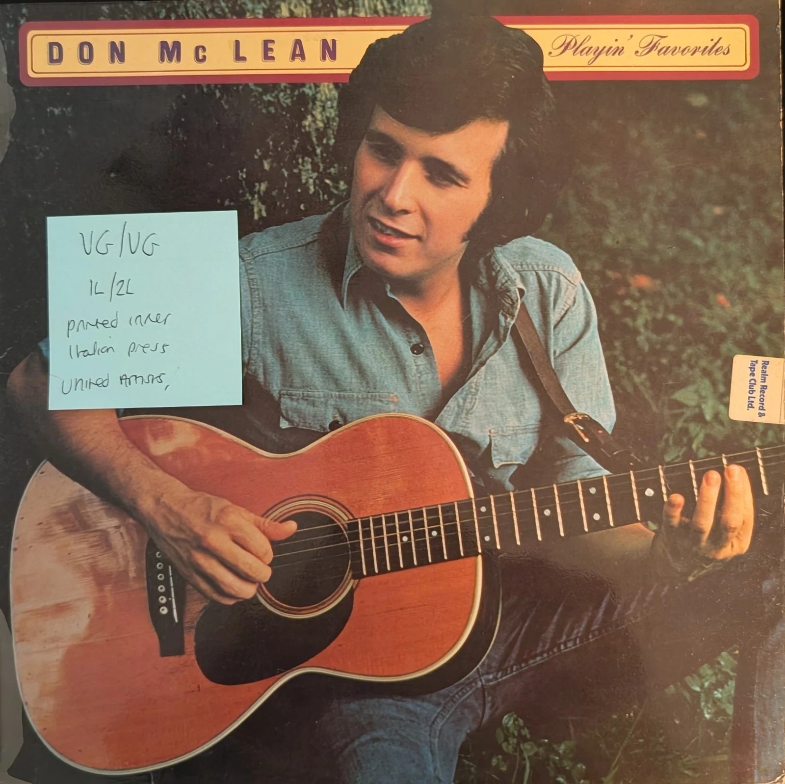 Don McLean Playin' Favorites Vinyl Record VG/VG UAG29258 sleeve Don McLean Playin' Favorites Vinyl Record VG/VG UAG29258 sleeve