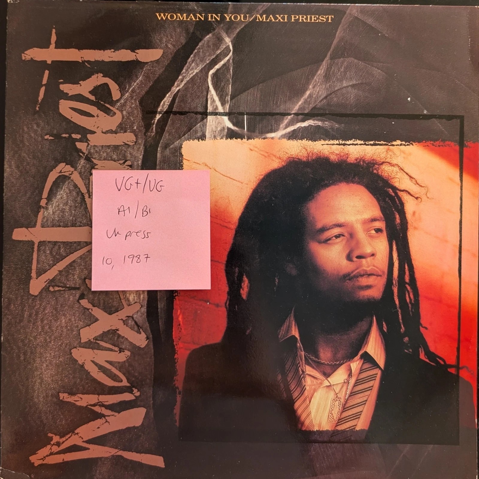 Maxi Priest Woman In You Vinyl Record 12" VG+/VG TENT175 1987 sleeve Maxi Priest Woman In You Vinyl Record 12" VG+/VG TENT175 1987 sleeve